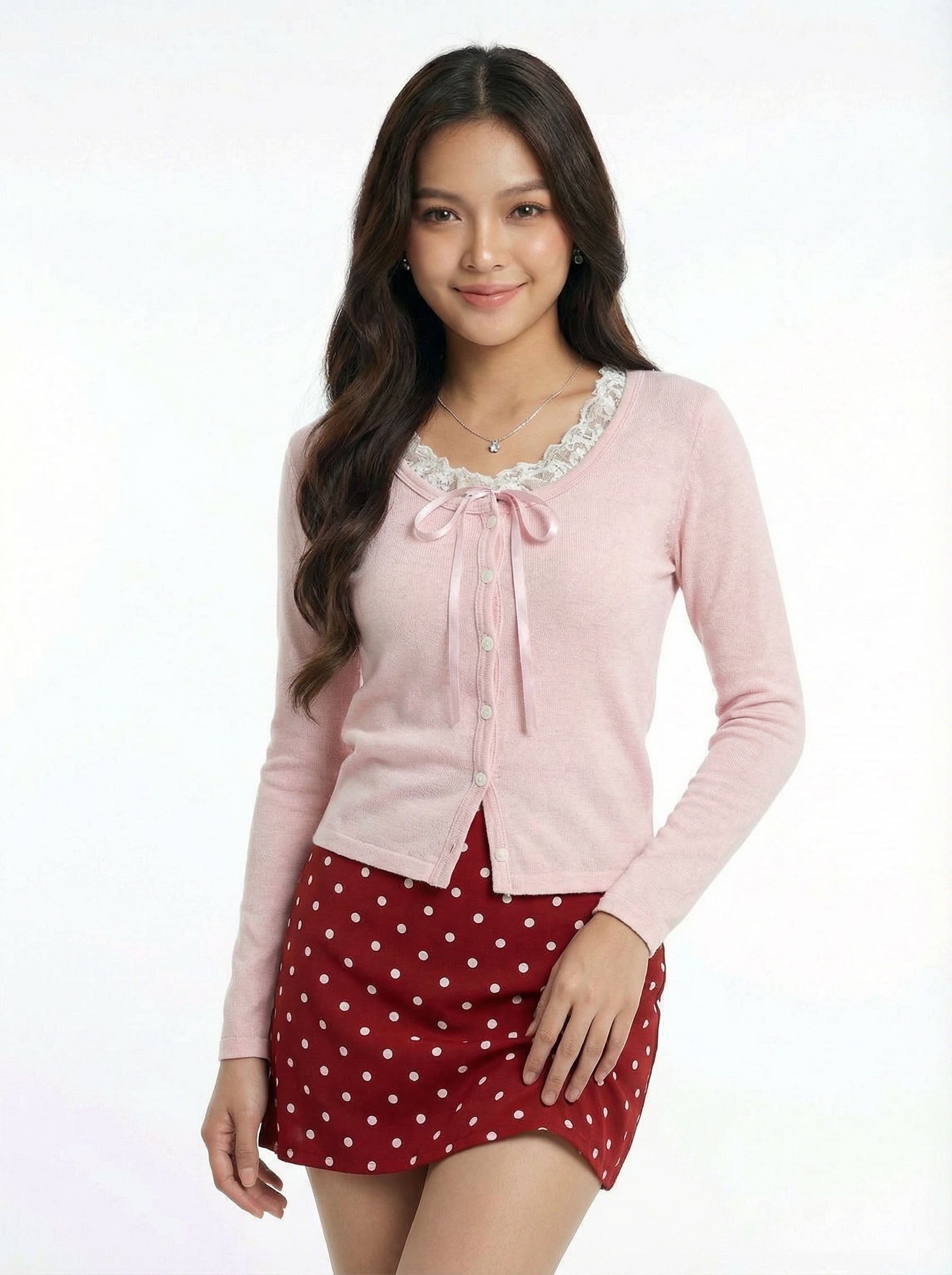 Lace Trim Patchwork Long Sleeve