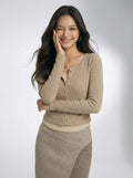 Two-Piece Look Patchwork Fitted Slimming Long Sleeve