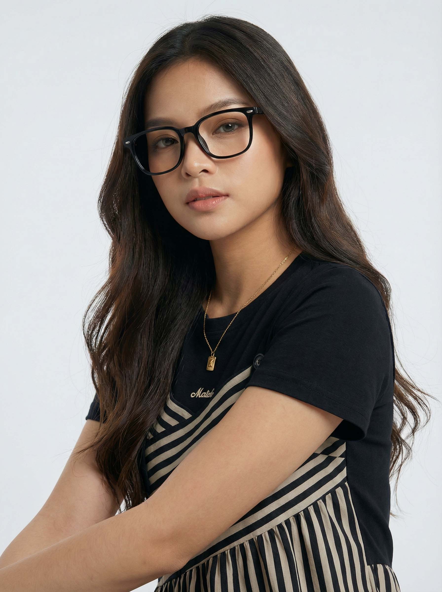 Asymmetric Stripe Trendy Versatile Short sleeve