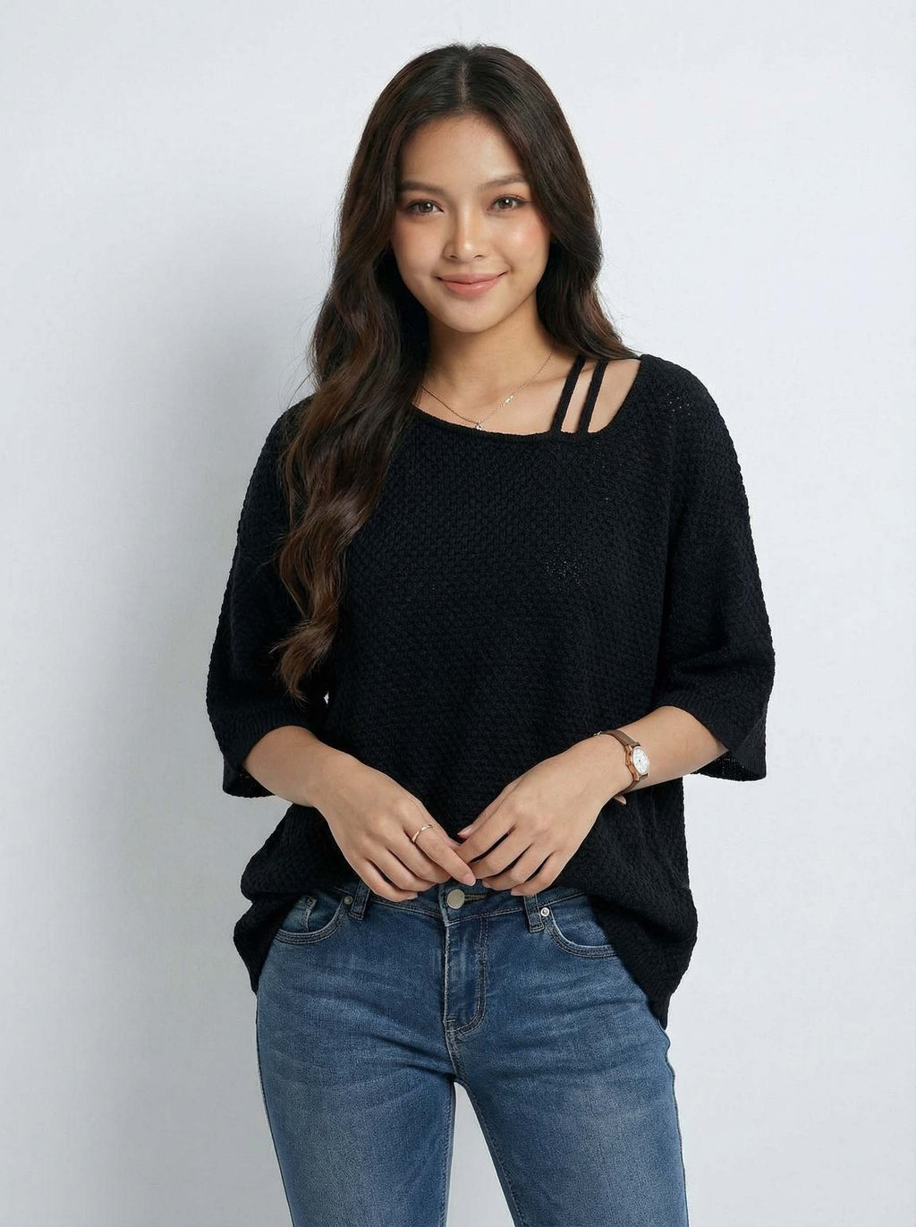 Asymmetric Shoulder Cozy Style Short sleeve T-Shirt