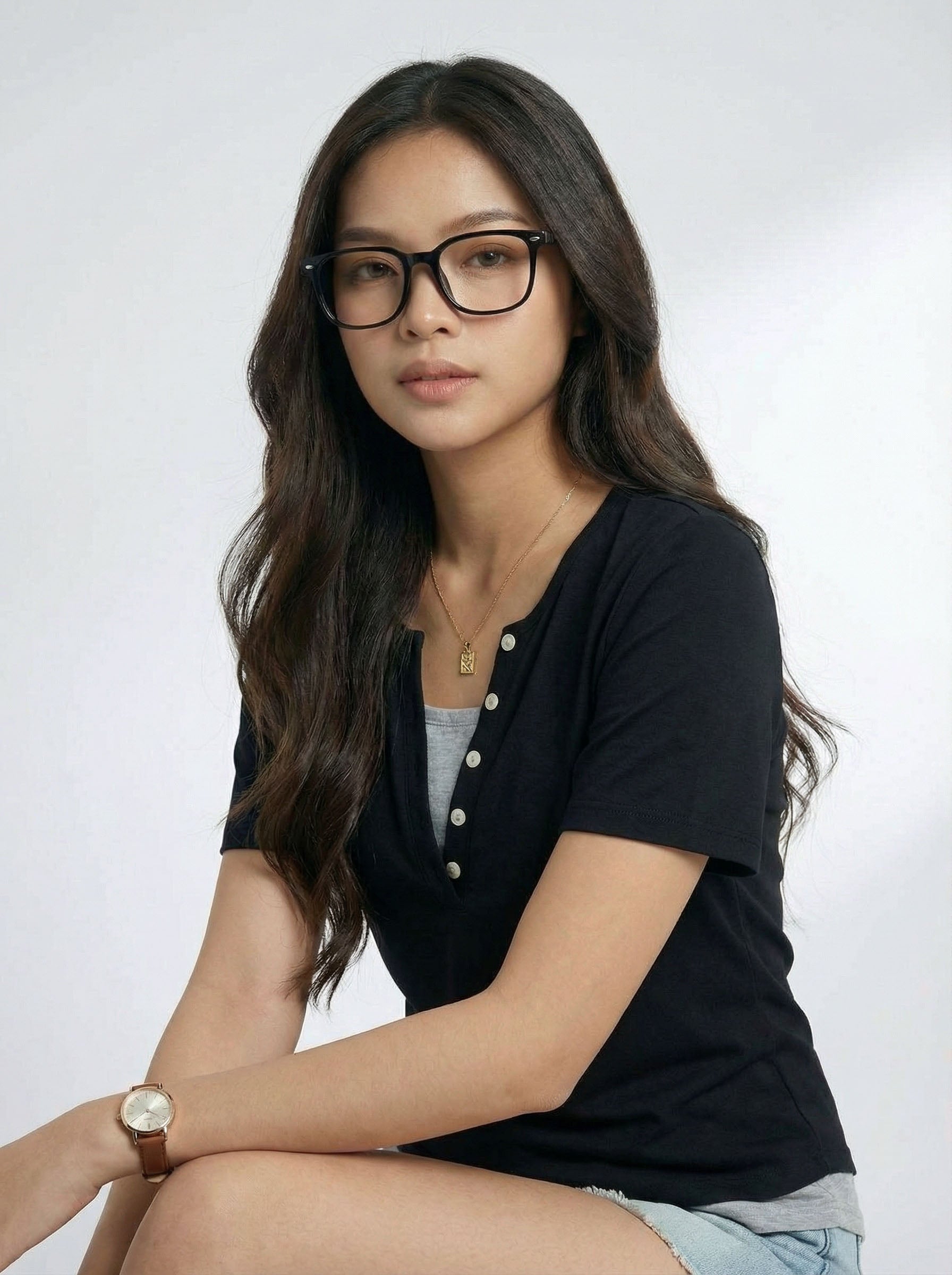 Niche Style Vintage Two-Piece Look Patchwork V-Neck Short Sleeve T-Shirt