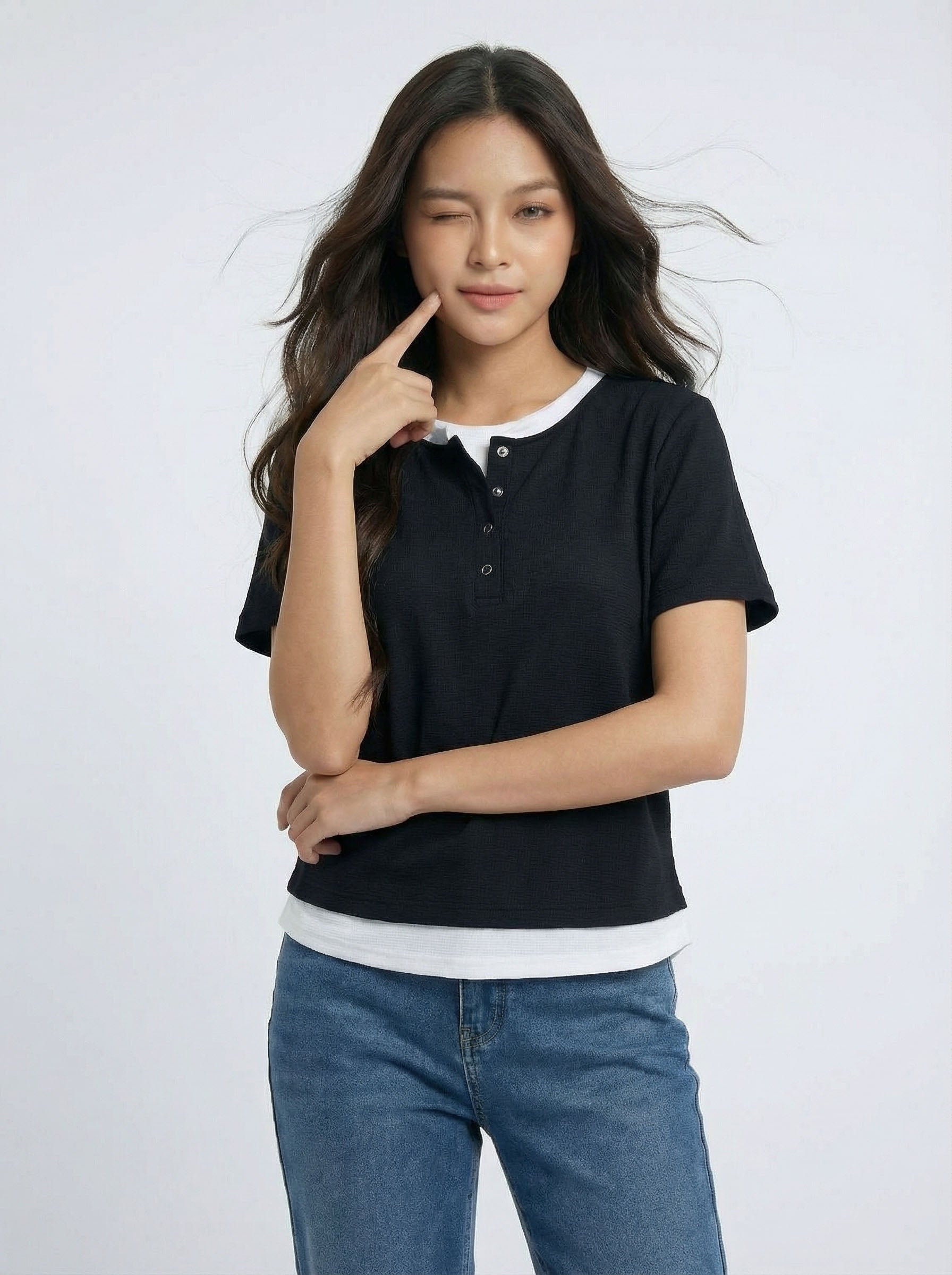 Two-Piece Look Patchwork Color Block Ruched Waist Short Sleeve