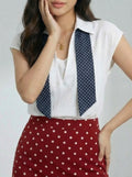 Two-Piece Look Shawl Sleeveless Oversized Polo T-Shirt