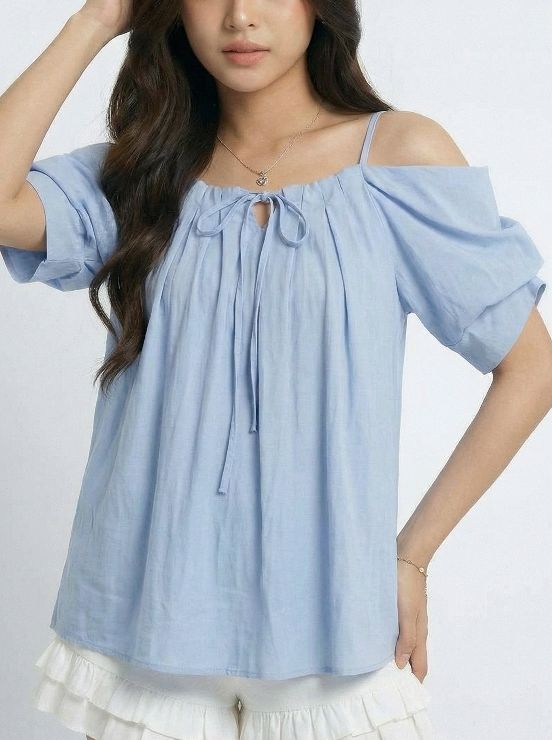 Spaghetti Strap Off-the-Shoulder Oversized Short Sleeve