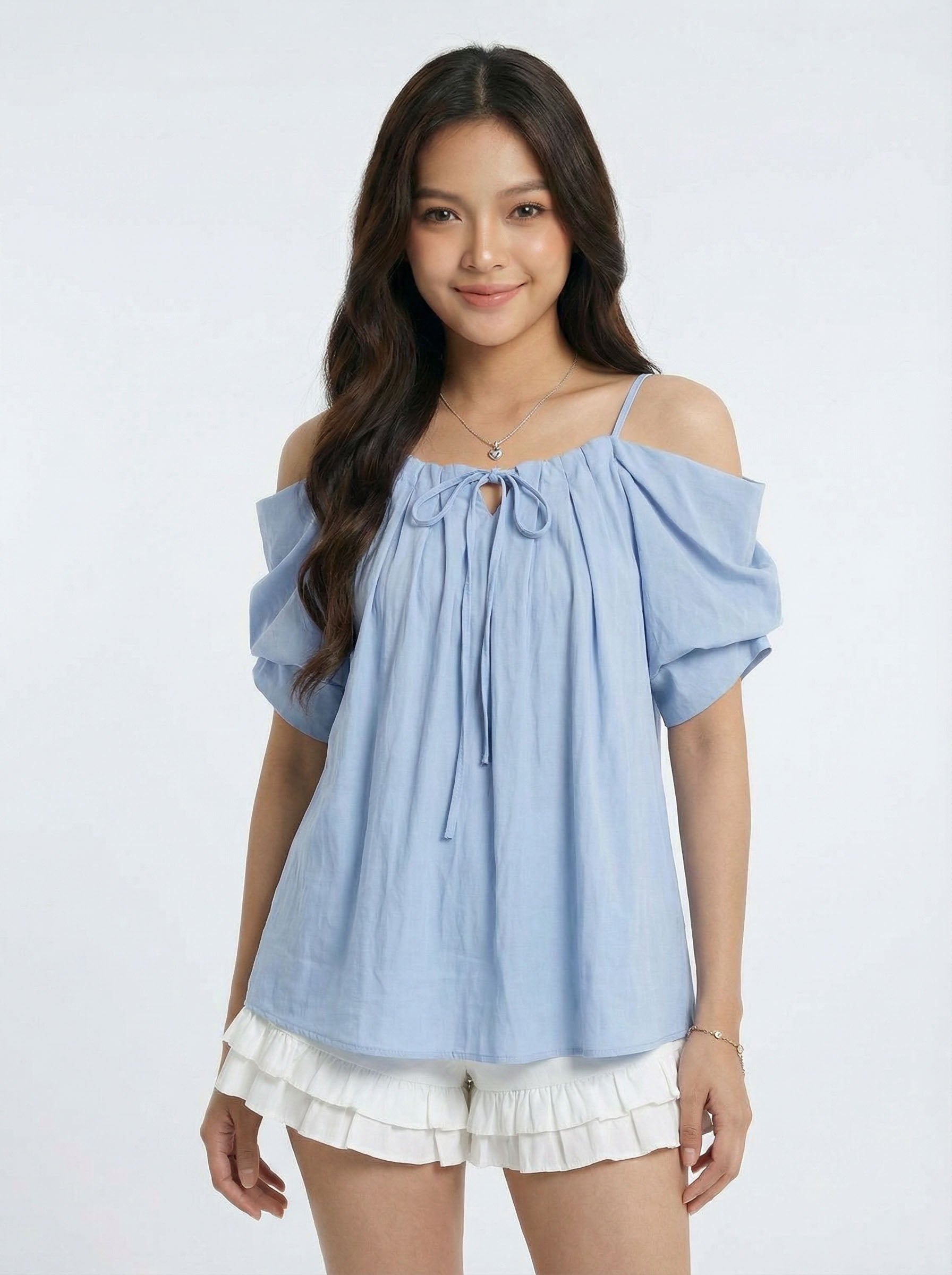Spaghetti Strap Off-the-Shoulder Oversized Short Sleeve