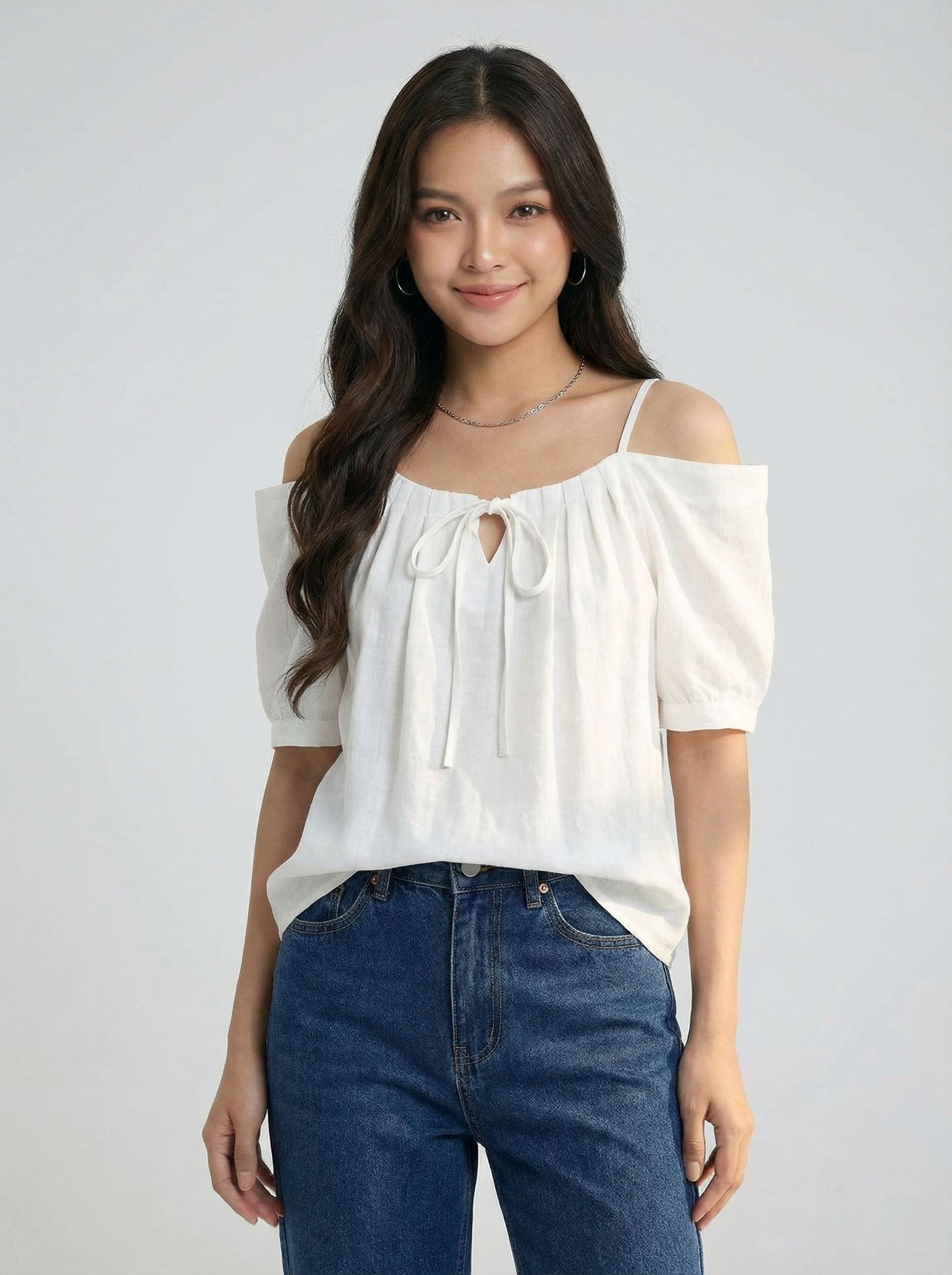 Spaghetti Strap Off-the-Shoulder Oversized Short Sleeve