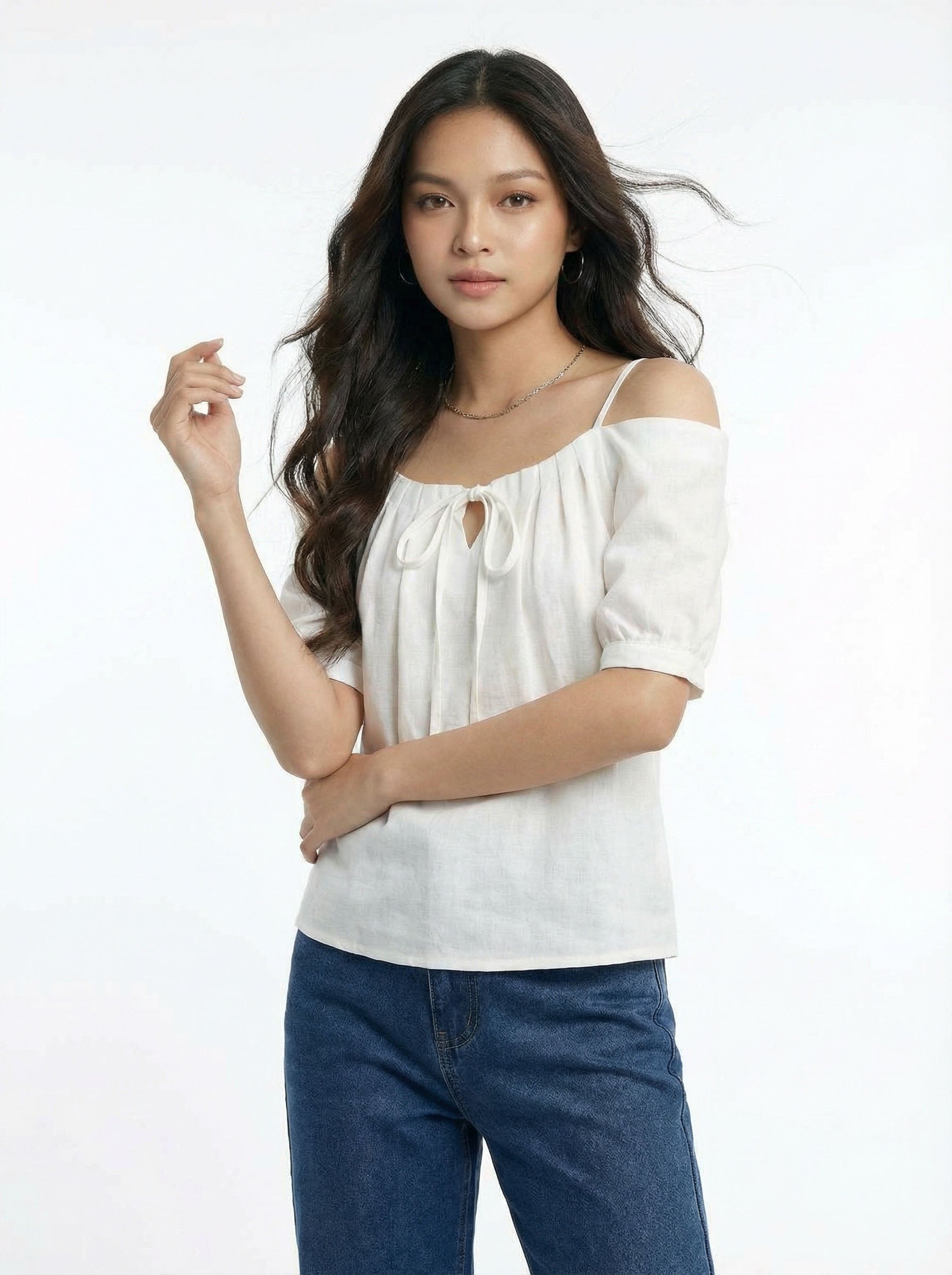Spaghetti Strap Off-the-Shoulder Oversized Short Sleeve