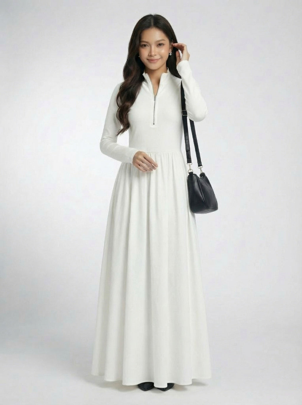 Vintage Elegant Polo Collar Maxi Dress