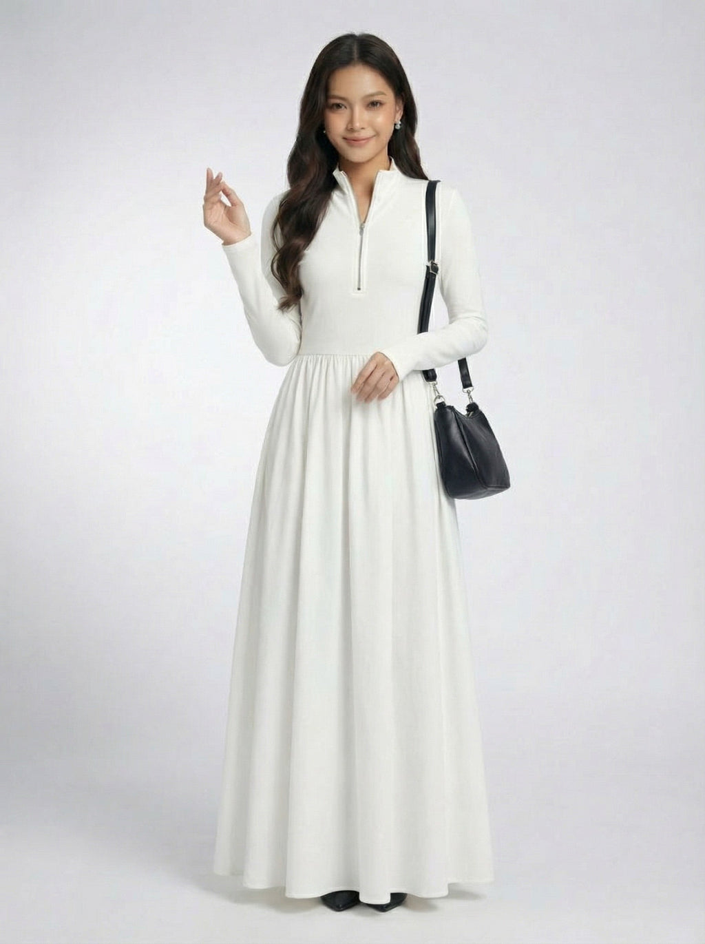 Vintage Elegant Polo Collar Maxi Dress