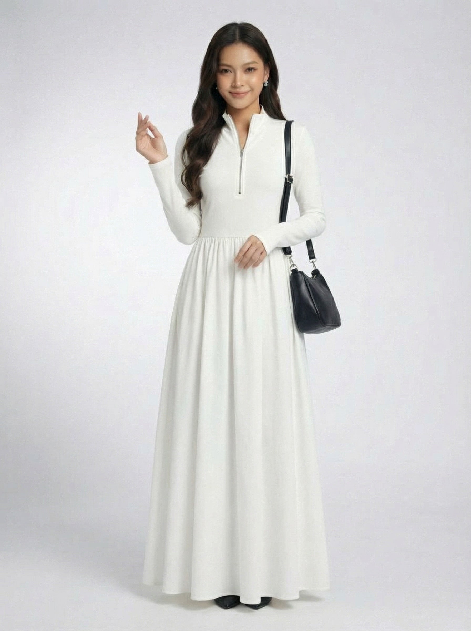 Vintage Elegant Polo Collar Maxi Dress