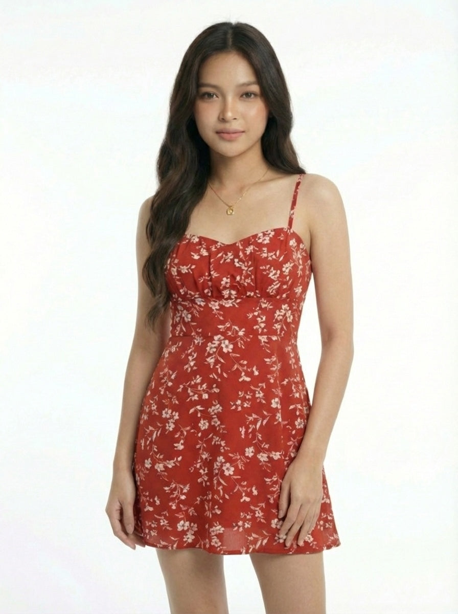 Sweet Floral Spaghetti Strap Mini Dress