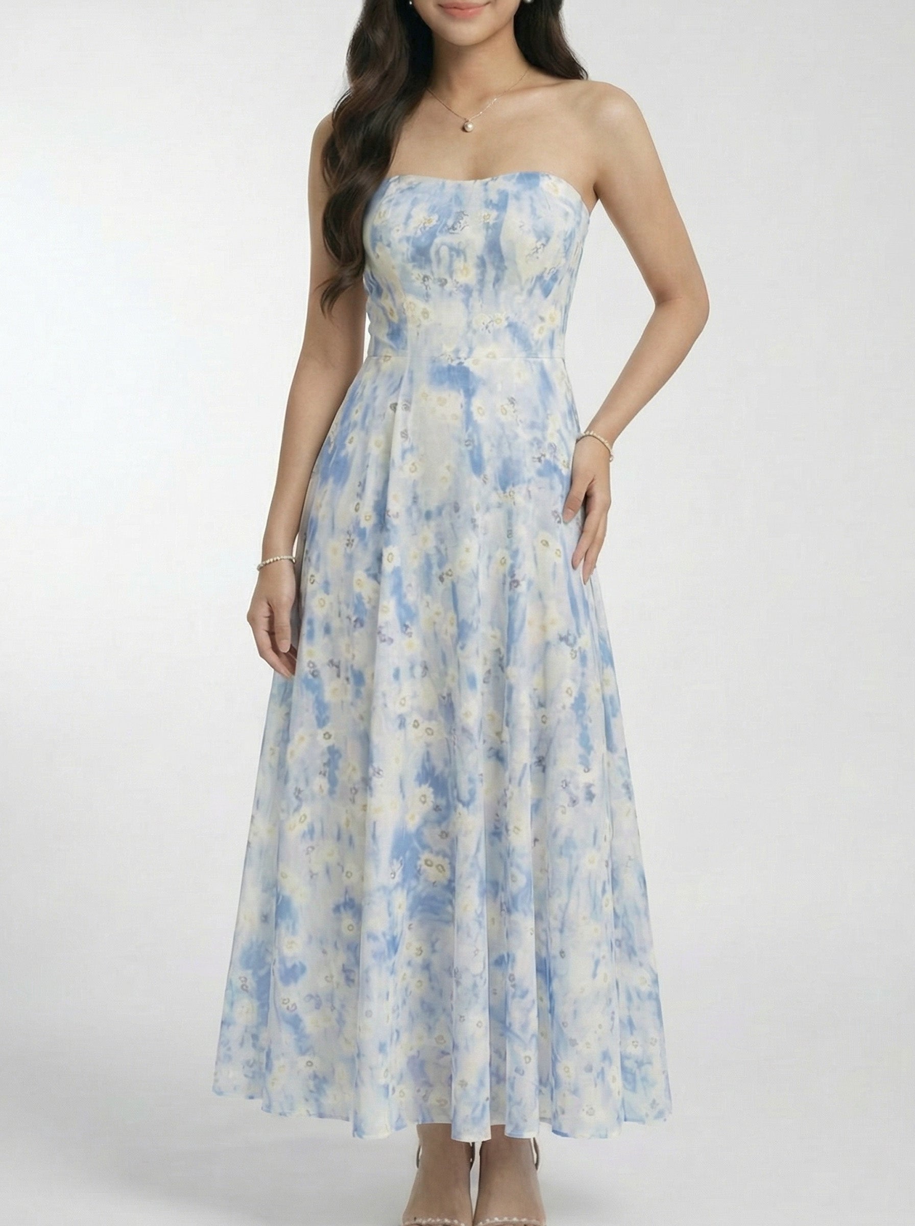 Elegant Floral Print Beach Spaghetti Strap Maxi Dress
