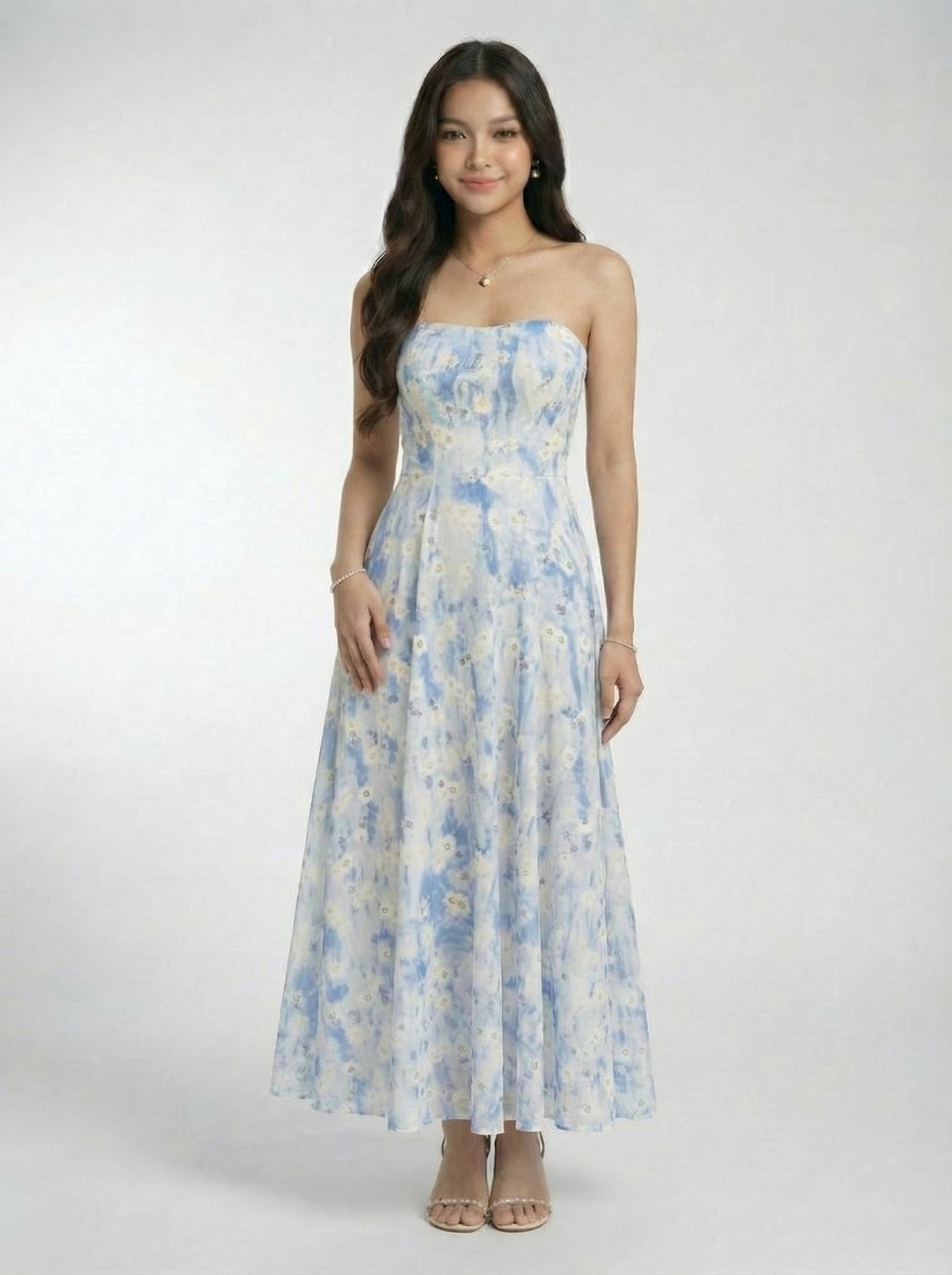 Elegant Floral Print Beach Spaghetti Strap Maxi Dress