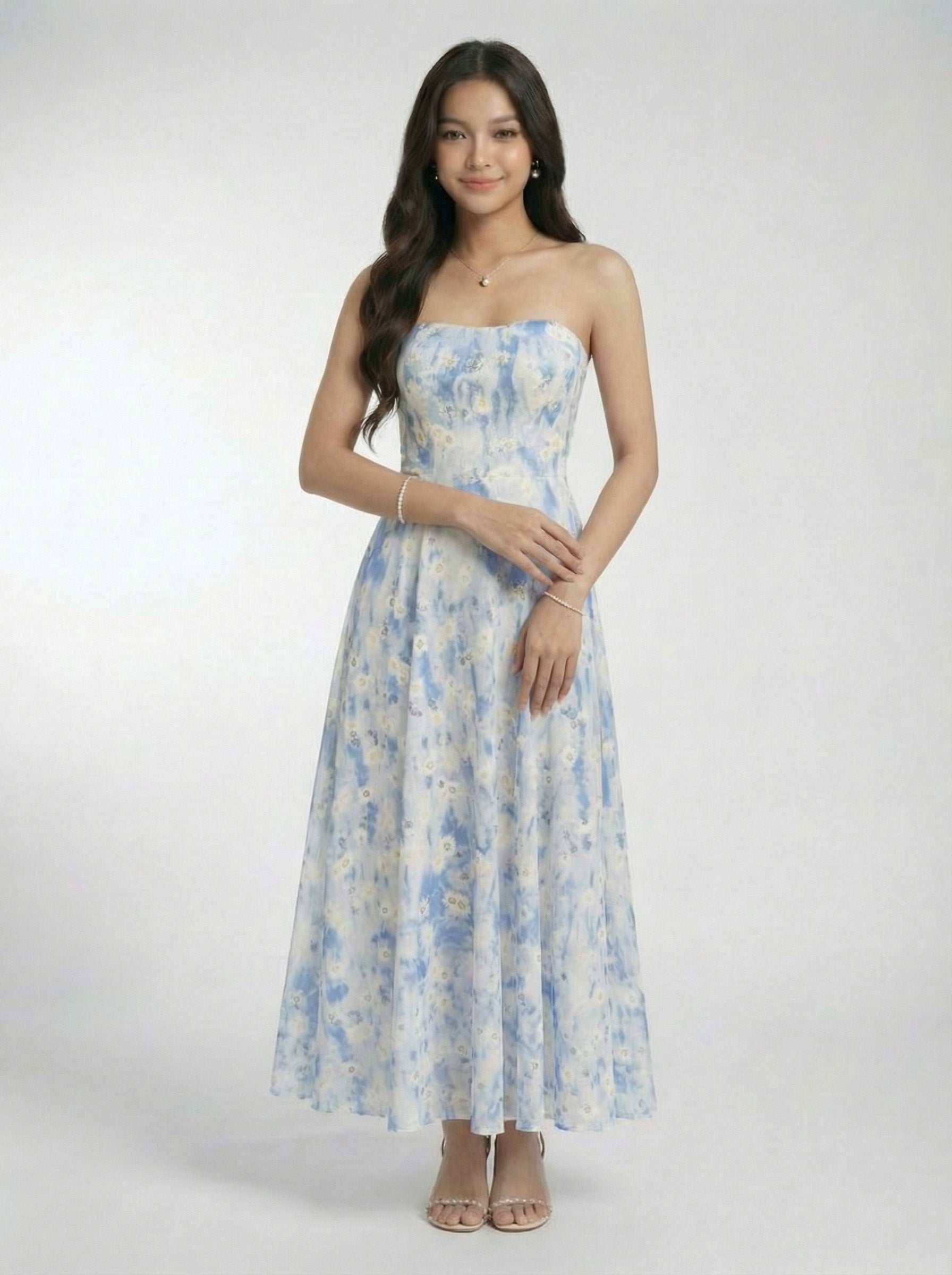 Elegant Floral Print Beach Spaghetti Strap Maxi Dress