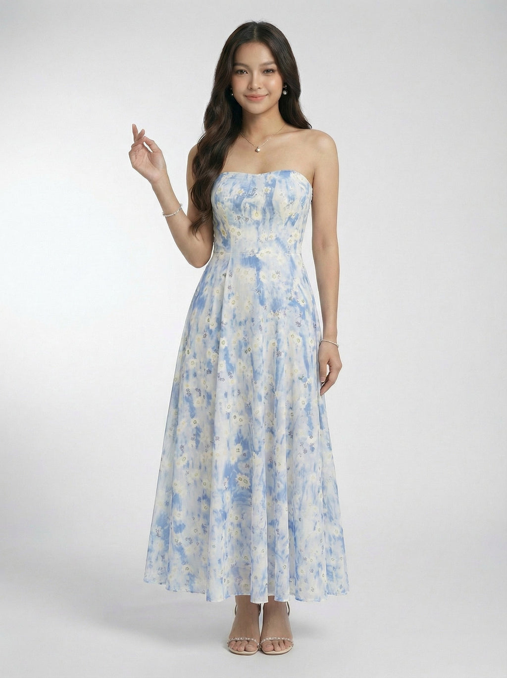 Elegant Floral Print Beach Spaghetti Strap Maxi Dress