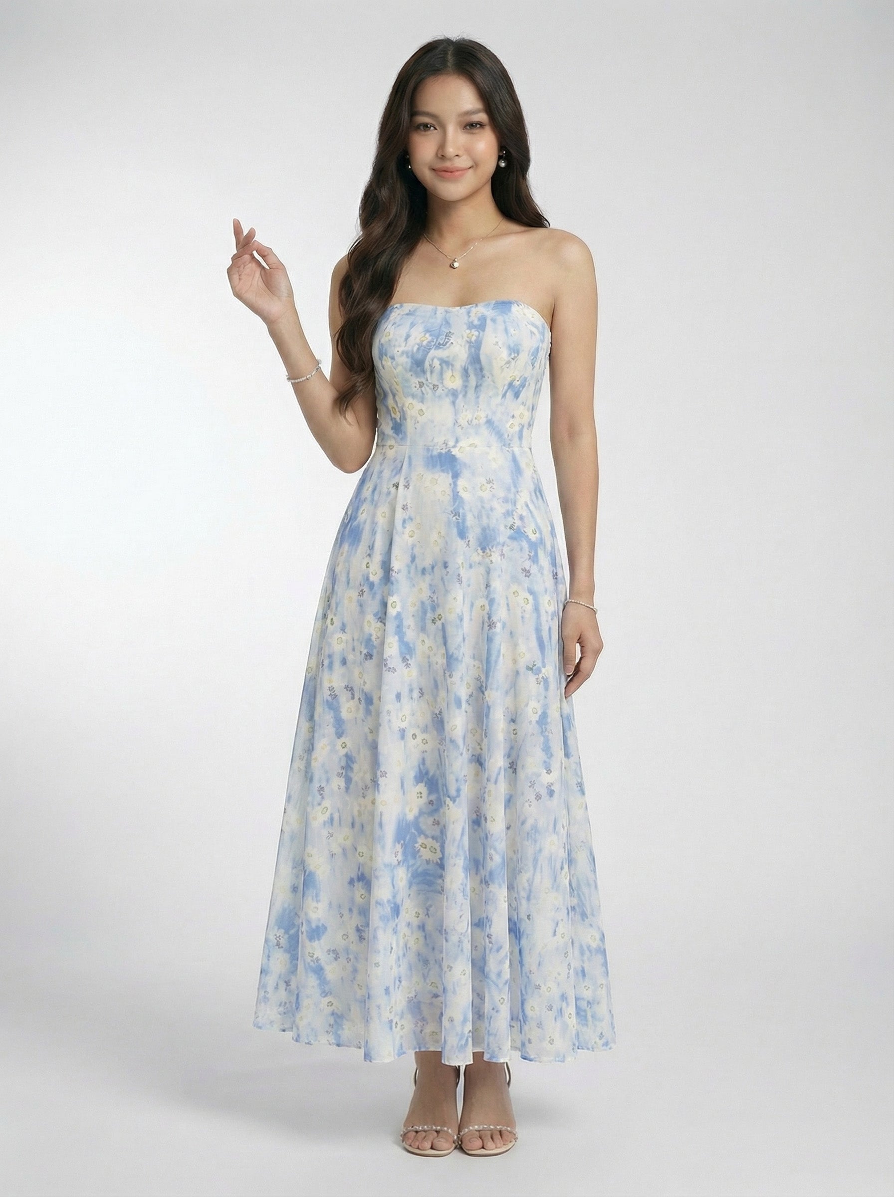 Elegant Floral Print Beach Spaghetti Strap Maxi Dress