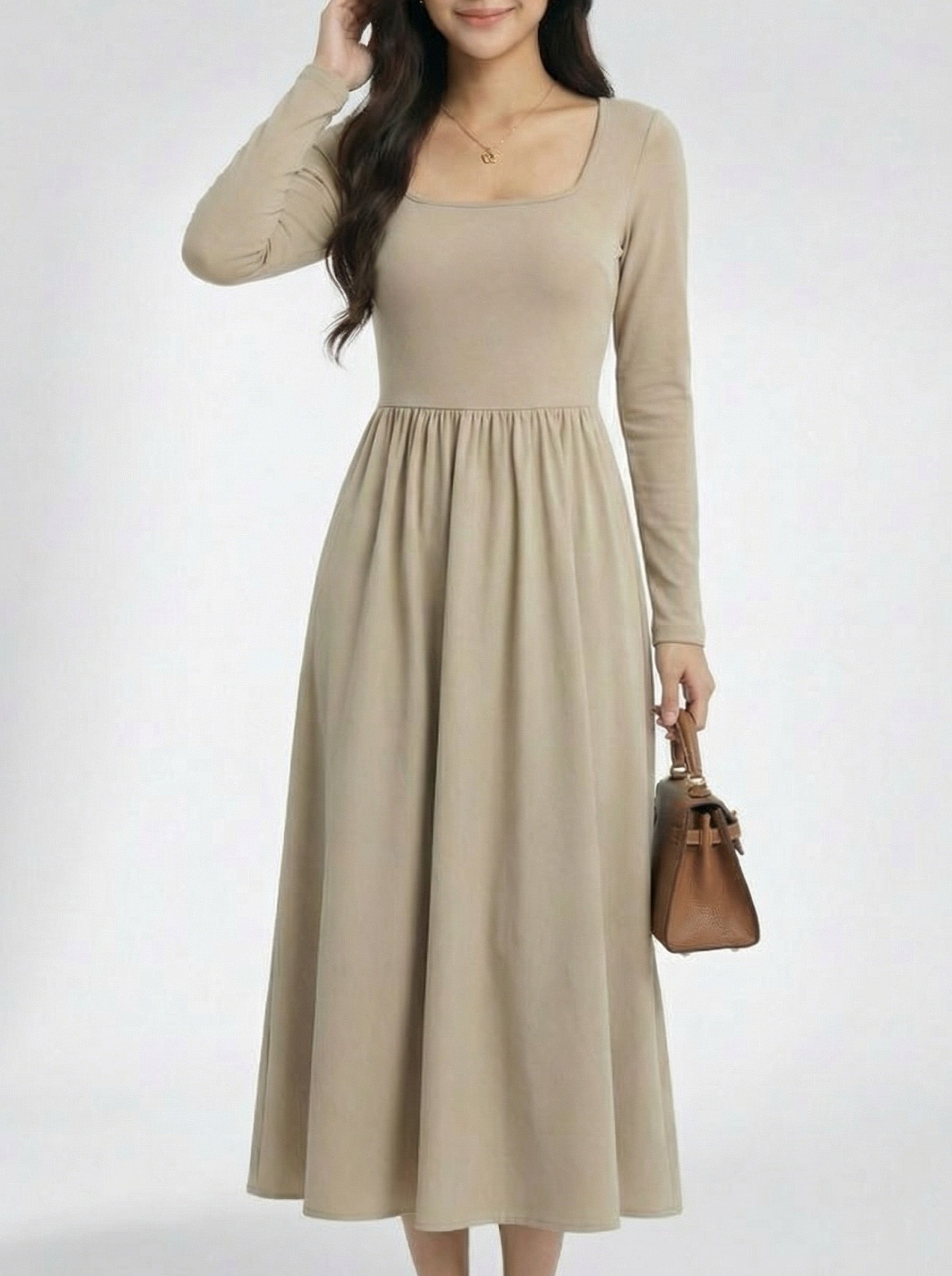 Soft Square Neck Base Layering Dress