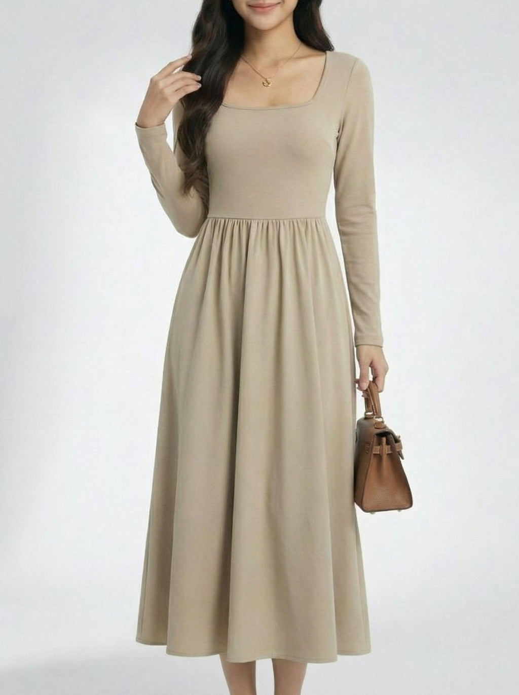 Soft Square Neck Base Layering Dress