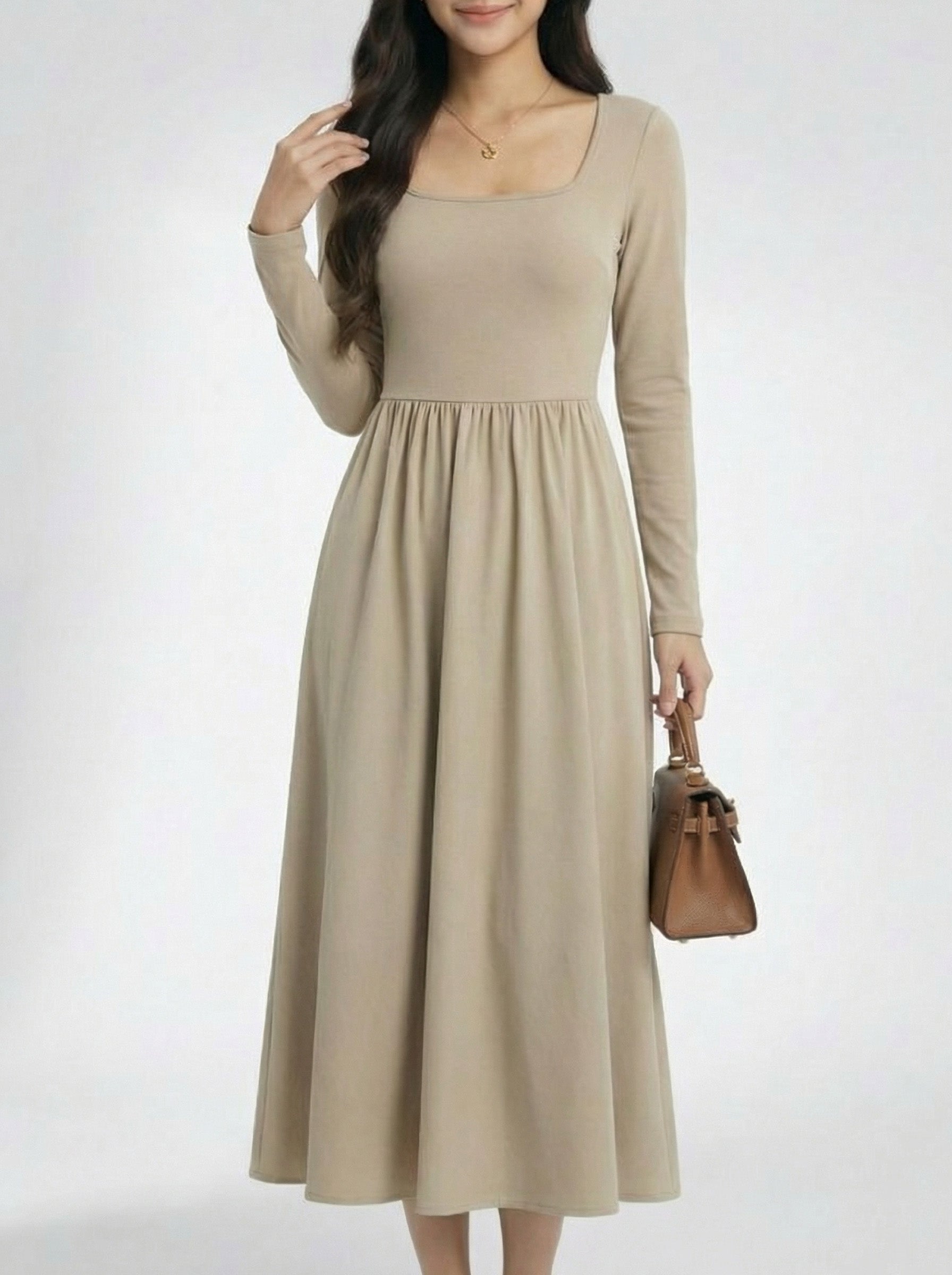 Soft Square Neck Base Layering Dress