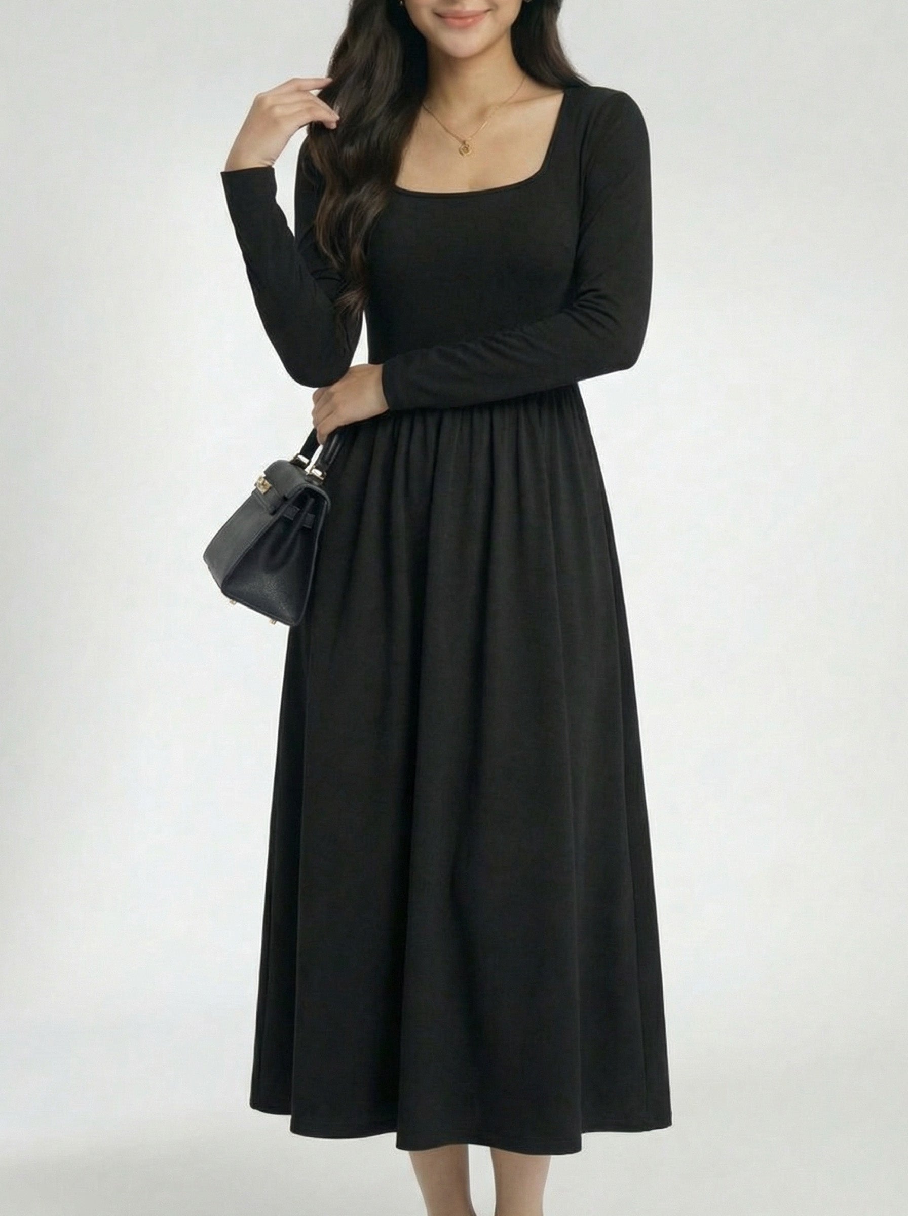 Soft Square Neck Base Layering Dress