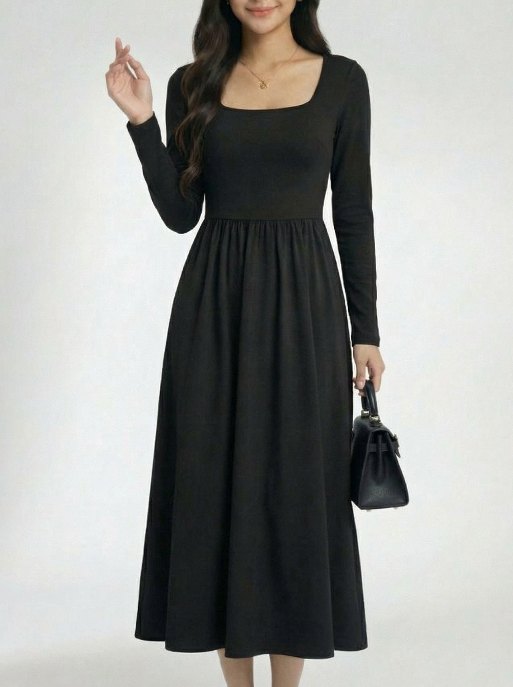 Soft Square Neck Base Layering Dress