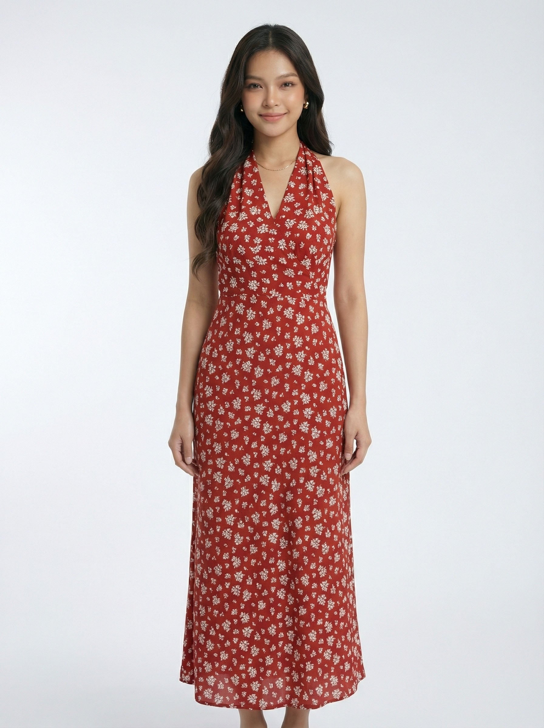 Vintage Waist-Cinching Slimming V-Neck Floral Print Dress