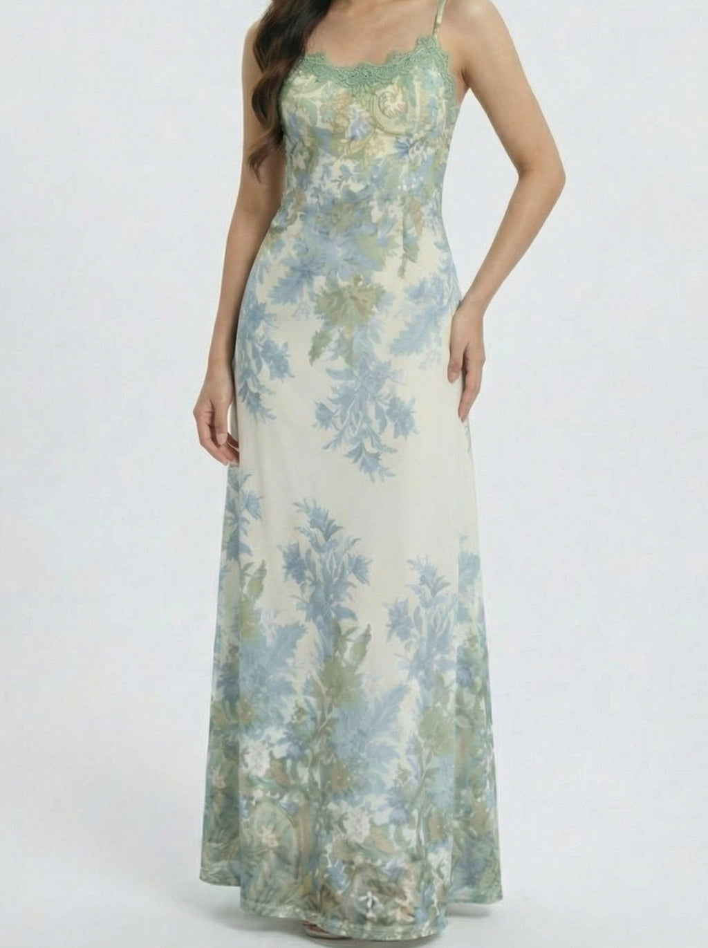 Slim Fit Lace Trim Spaghetti Strap Dress