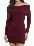 Elegant Long Sleeve Off-the-Shoulder Mini Dress