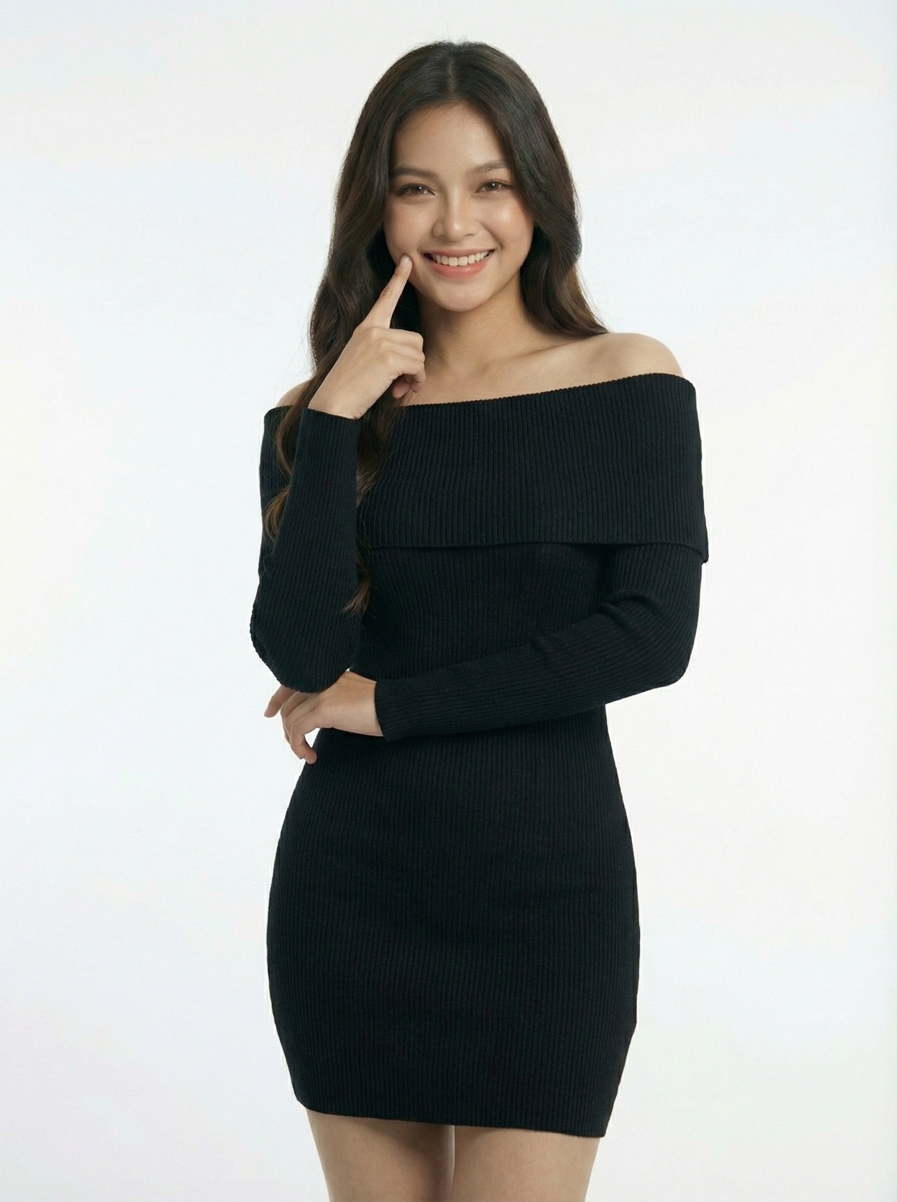 Elegant Long Sleeve Off-the-Shoulder Mini Dress