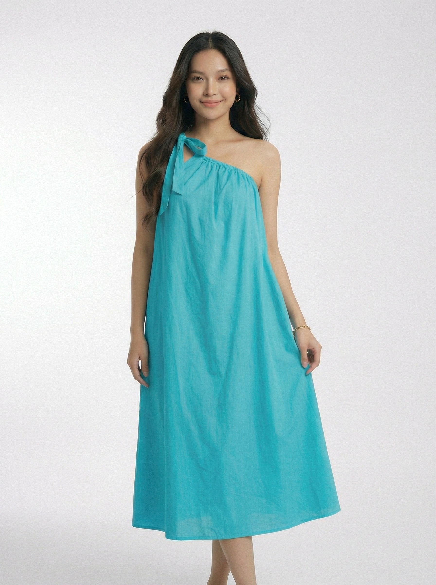 Asymmetrical Sleeveless One-Shoulder Dress