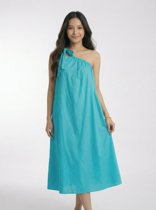 Asymmetrical Sleeveless One-Shoulder Dress