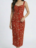 Soft Sweet Floral Spaghetti Strap Maxi Dress