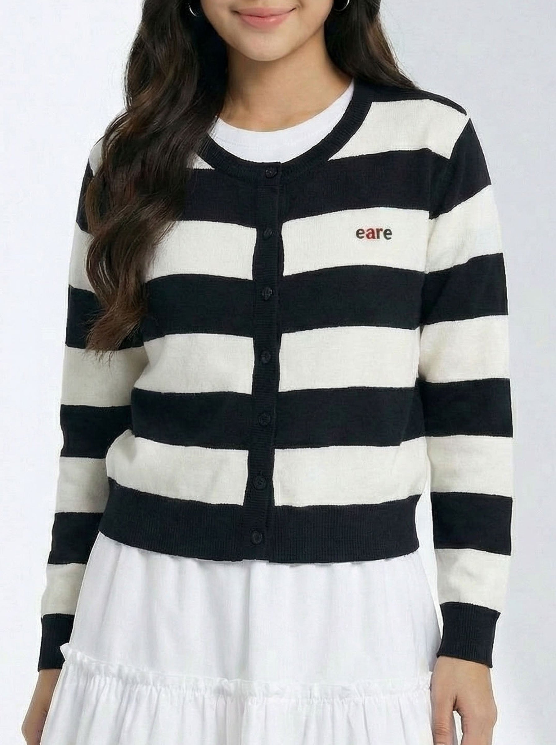 Color Block Striped Lazy Style Knit Cardigan