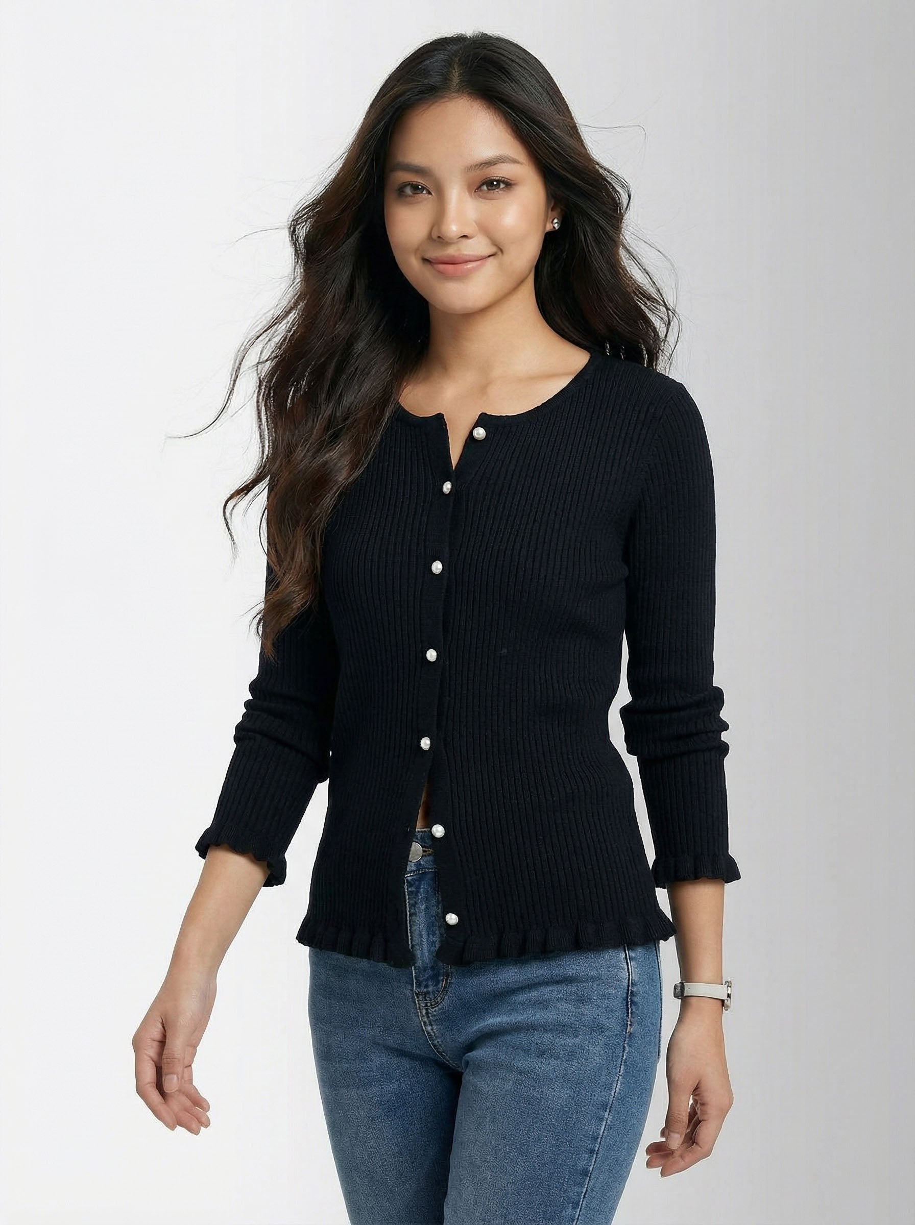 Niche Design Sense Knit Cardigan Solid