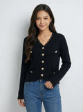 V-neck Knit Outer Wear Top