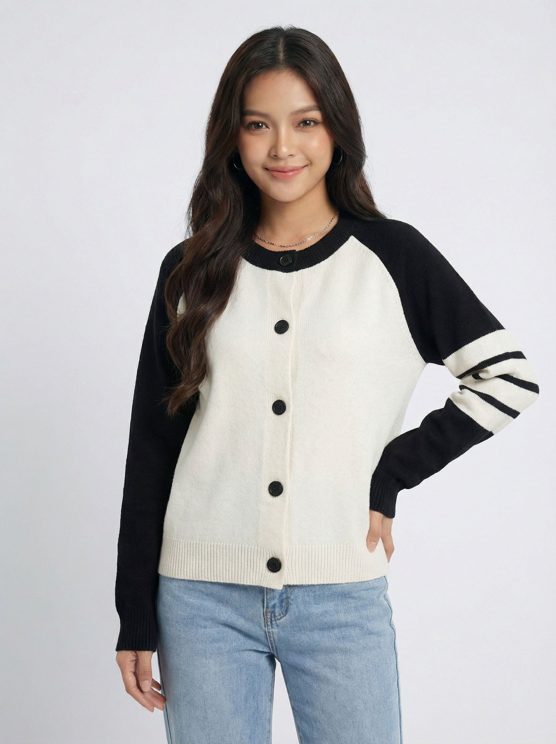 Color Block Lazy Style Knit Top