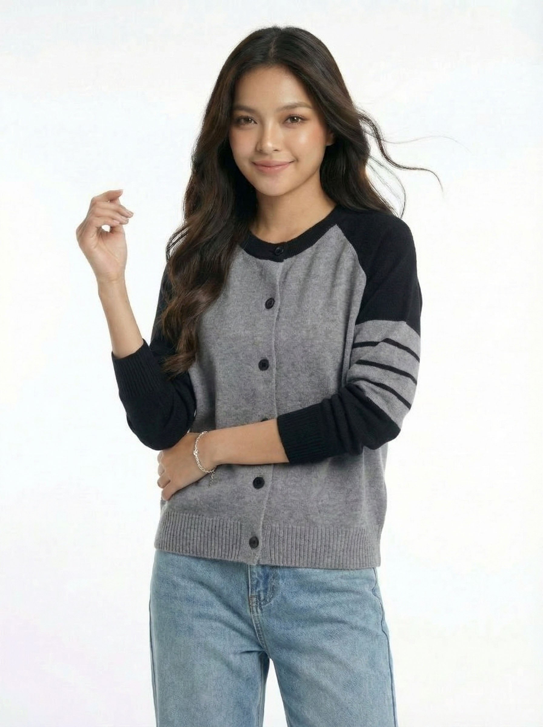 Color Block Lazy Style Knit Top