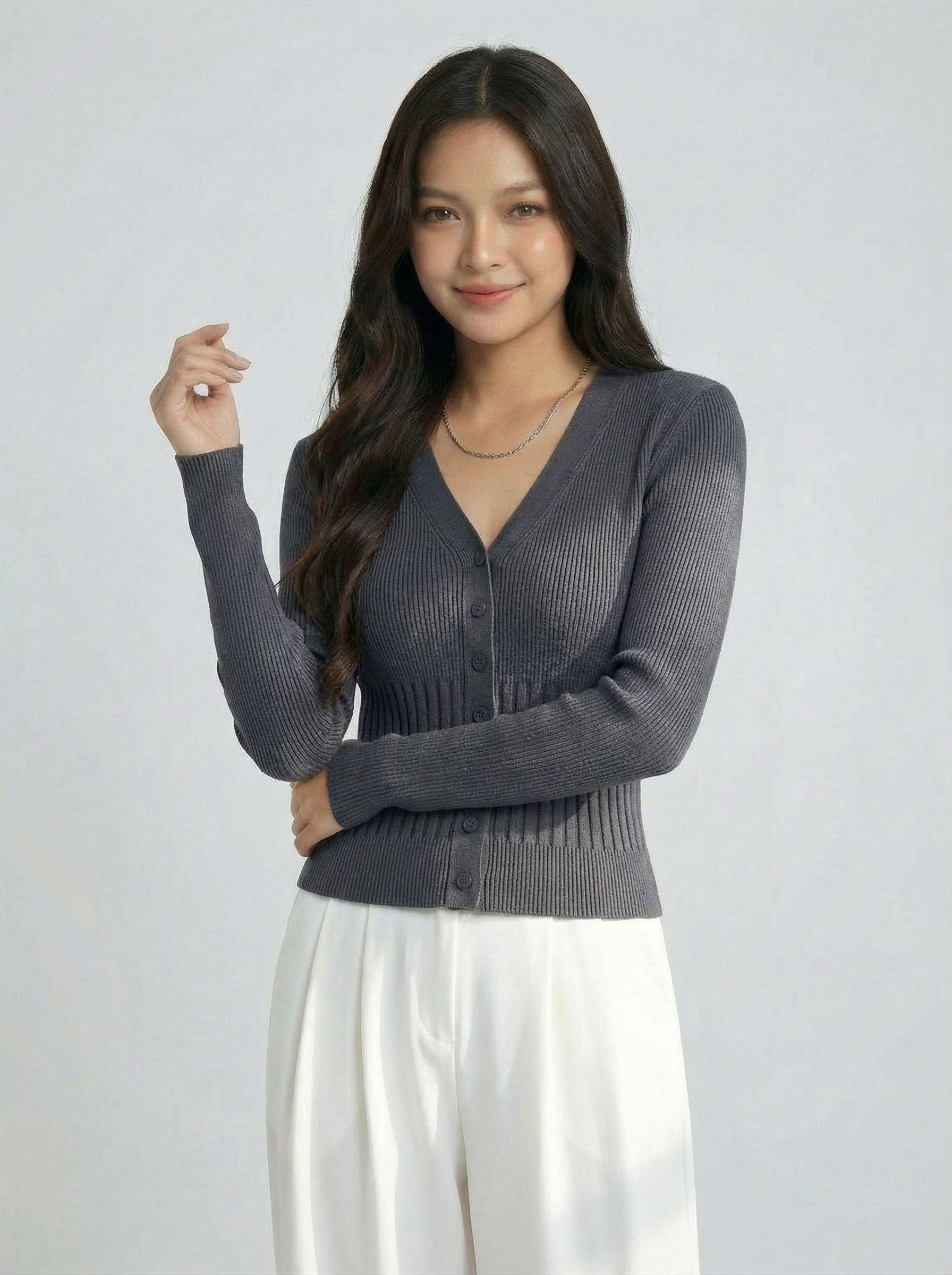Y2K Style V Neck Knit Cardigan