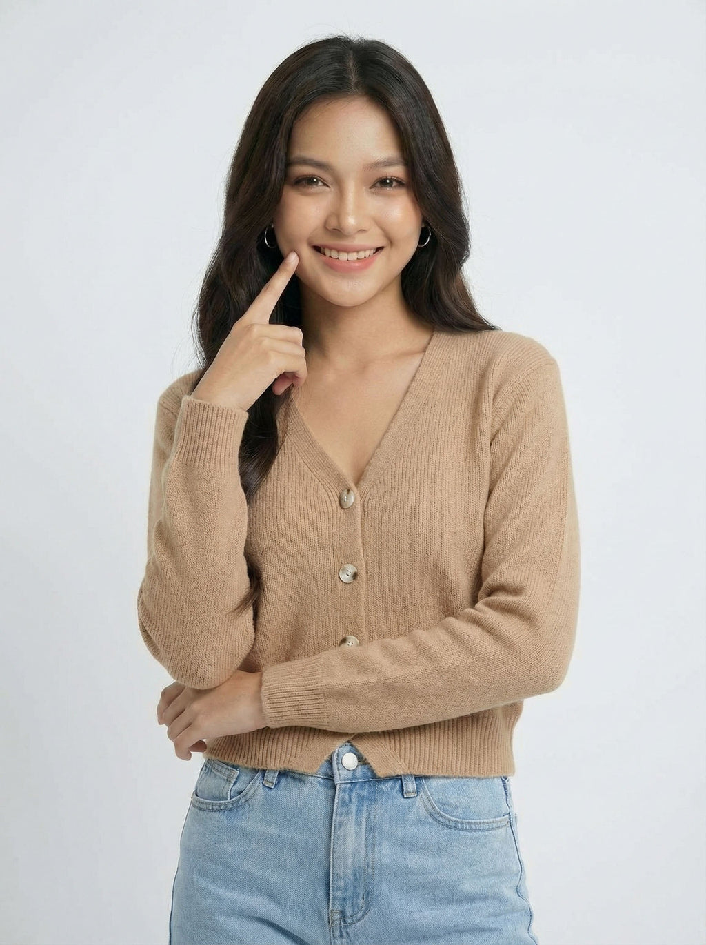 Casual V Neck Knit Cardigan Outerwear