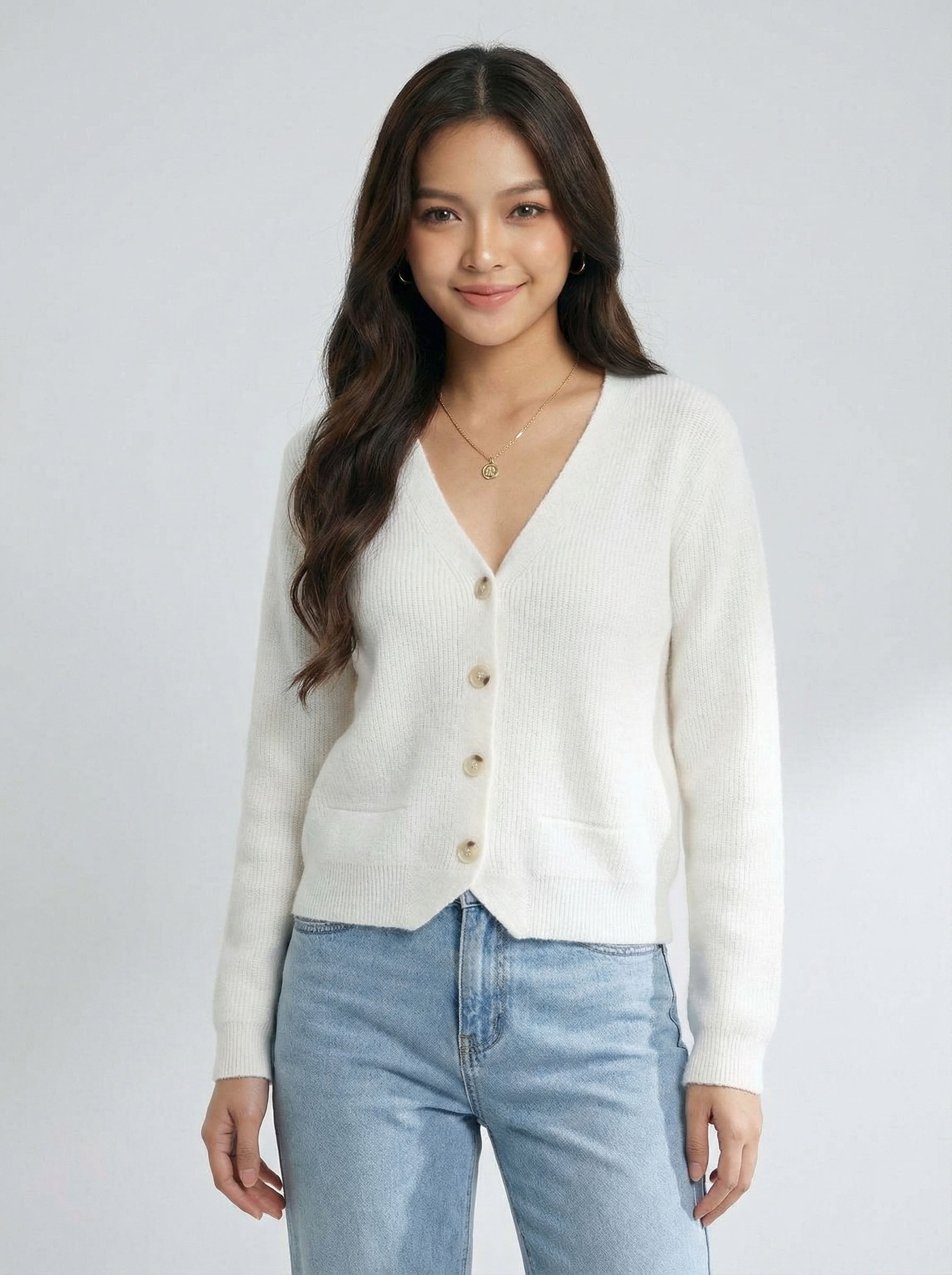 Casual V Neck Knit Cardigan Outerwear