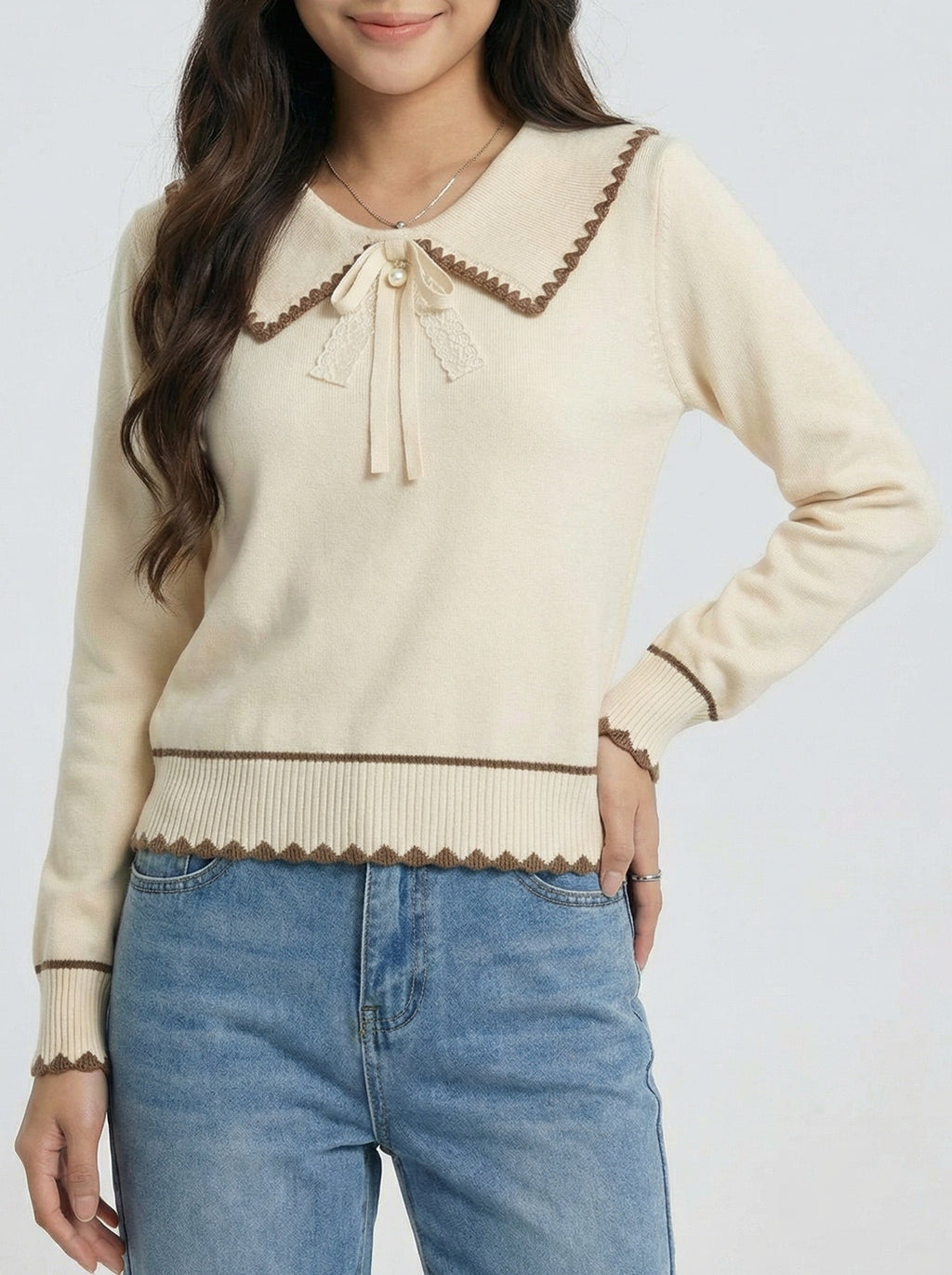 Chic Style Figure-flattering Bow Knit Sweater