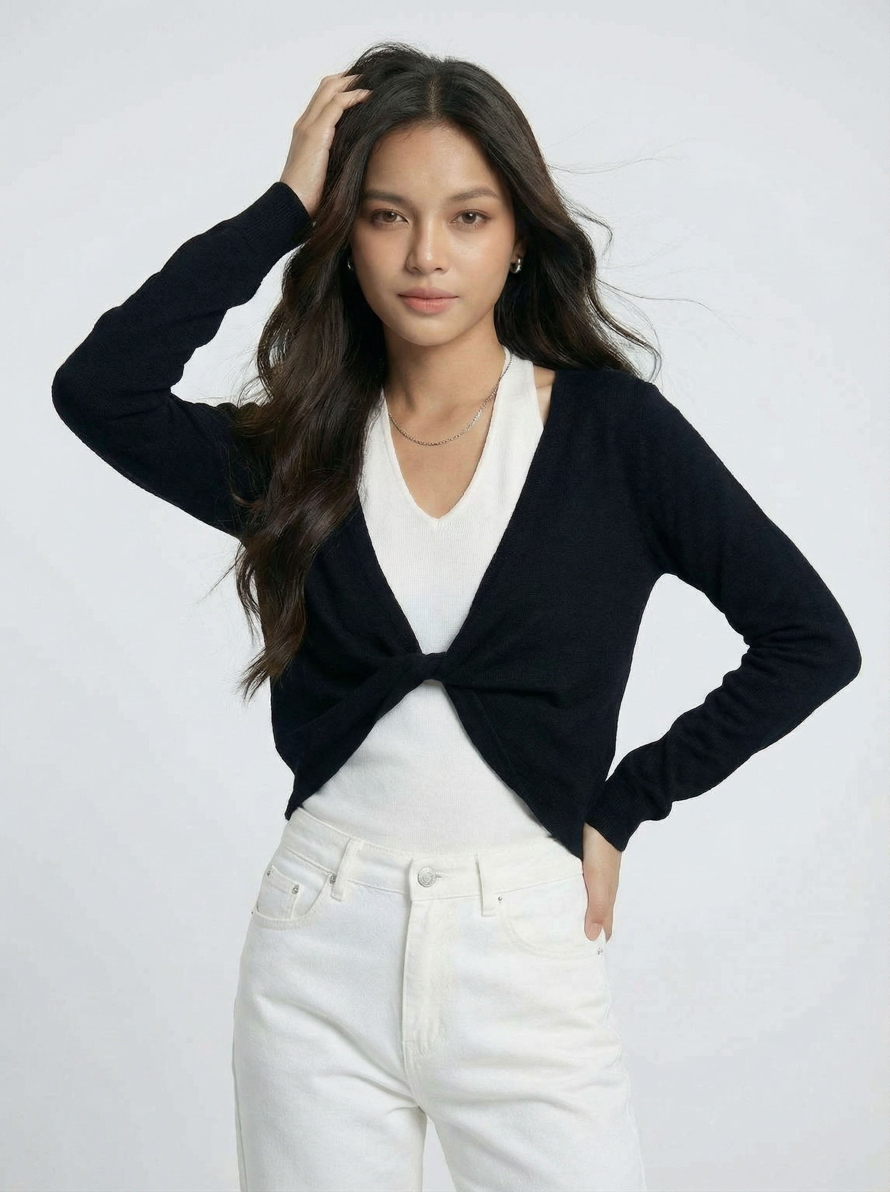 Two-Piece Color Block Halter Knit Top