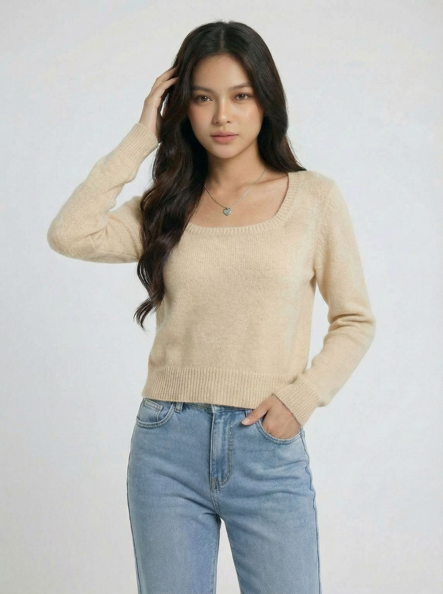 Square Neck Inner Wear Knit Top