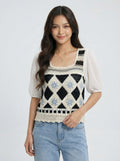 Trendy Knit Short Sleeve Minimalist Puff Sleeve