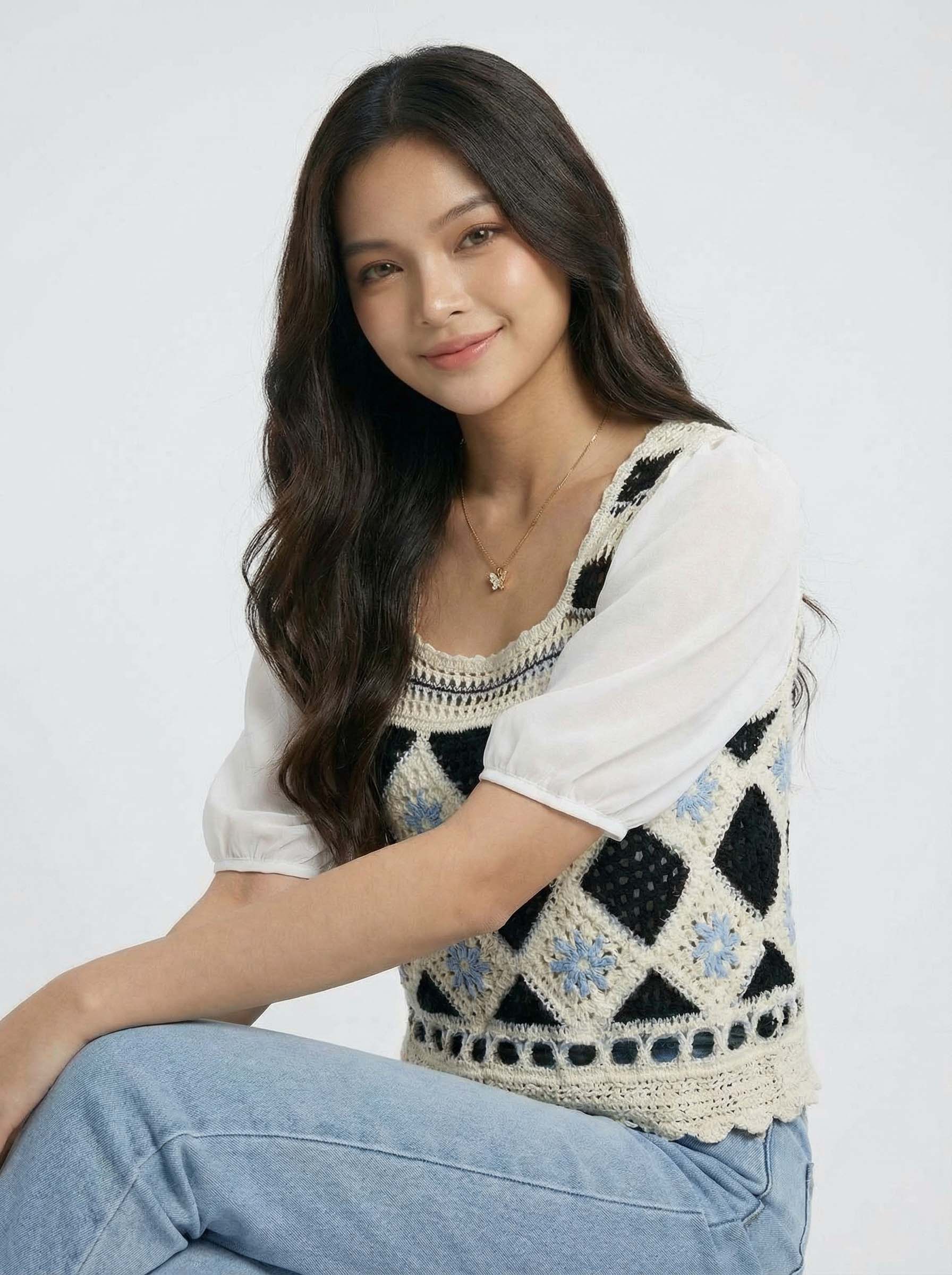 Trendy Knit Short Sleeve Minimalist Puff Sleeve