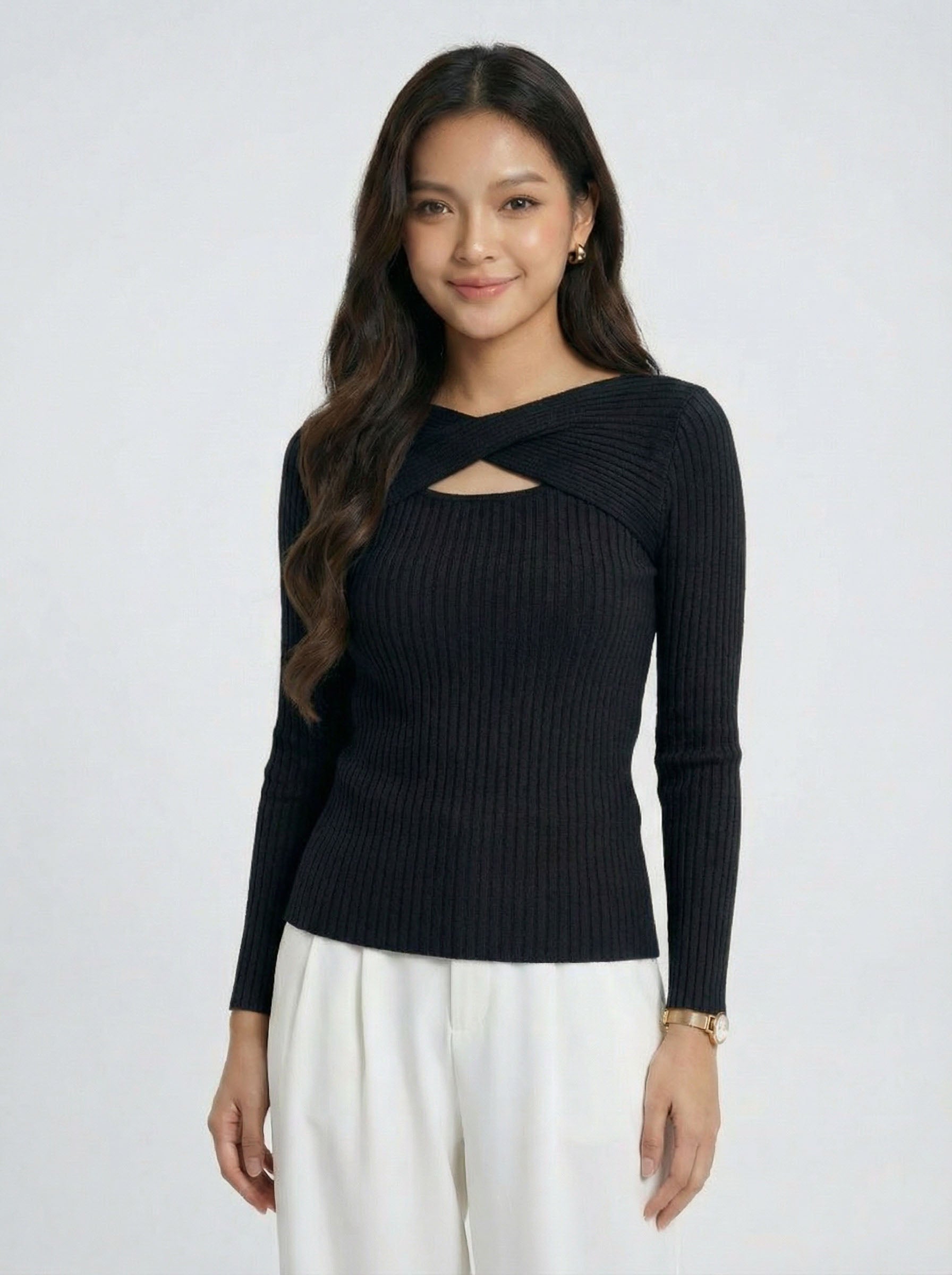 New Arrival Cutout Slim Fit Knit Top