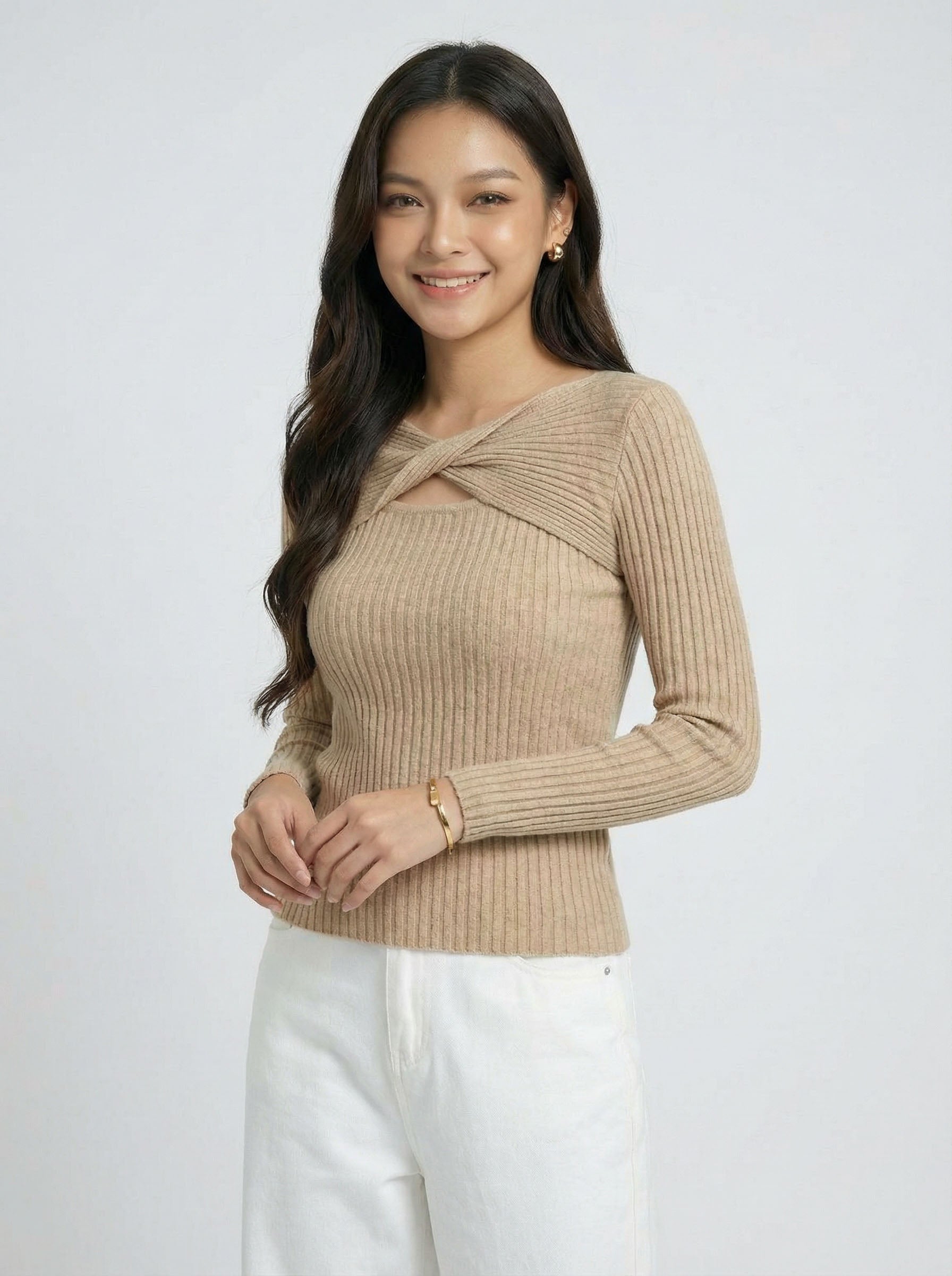 New Arrival Cutout Slim Fit Knit Top