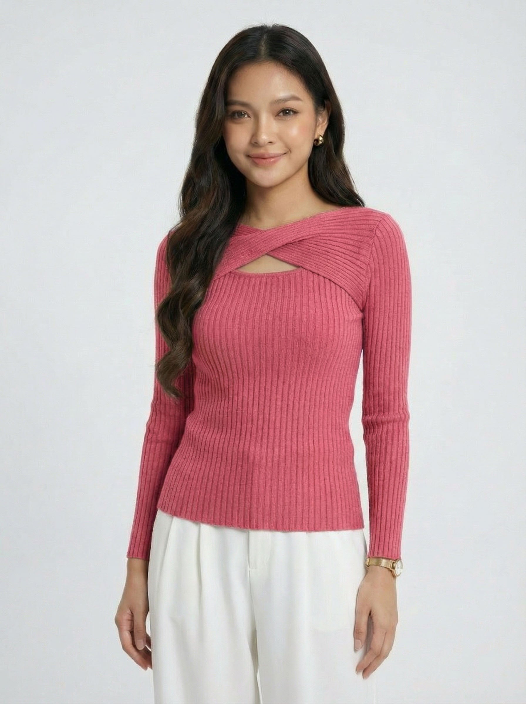 New Arrival Cutout Slim Fit Knit Top