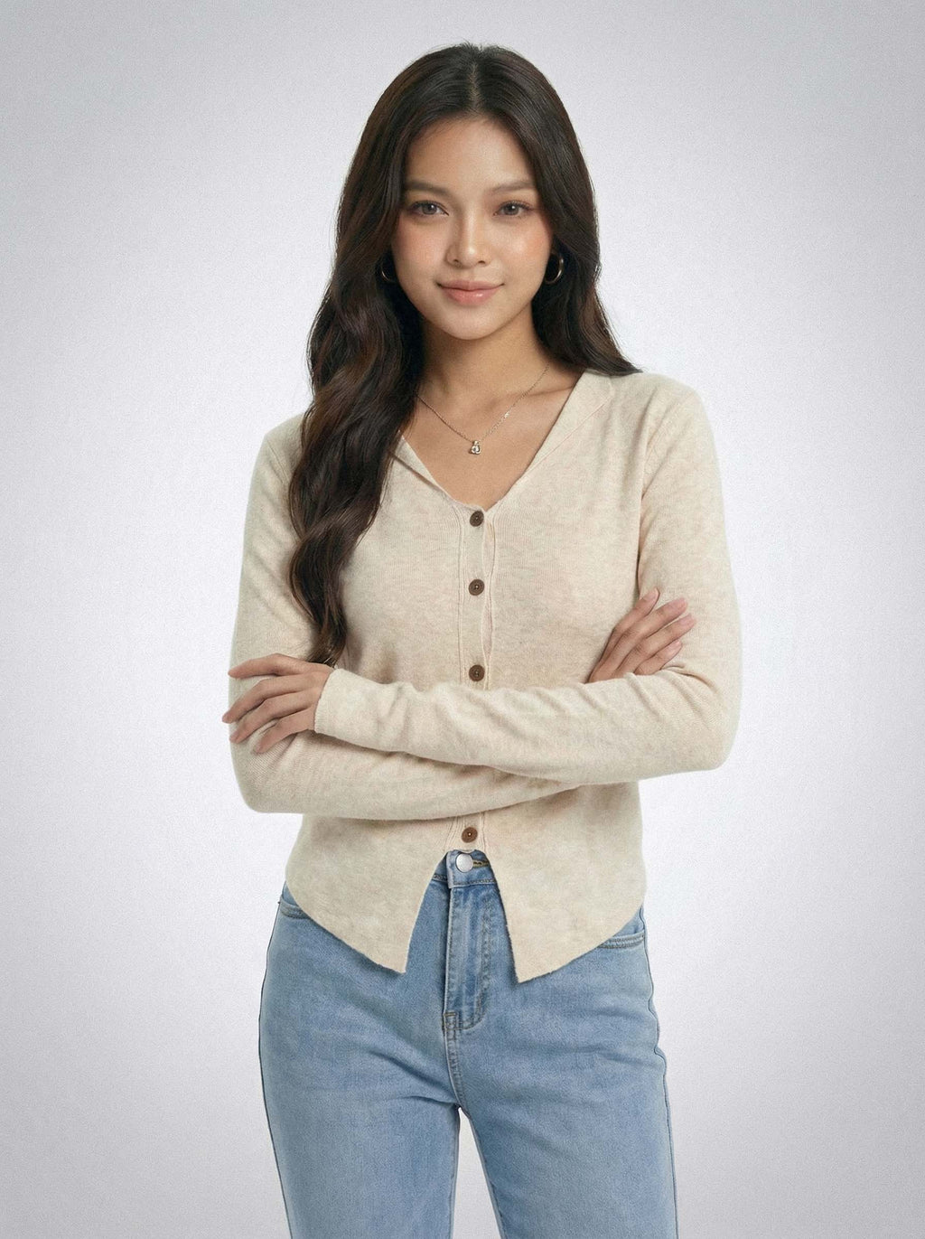 Asymmetric Designer Details Knit Top