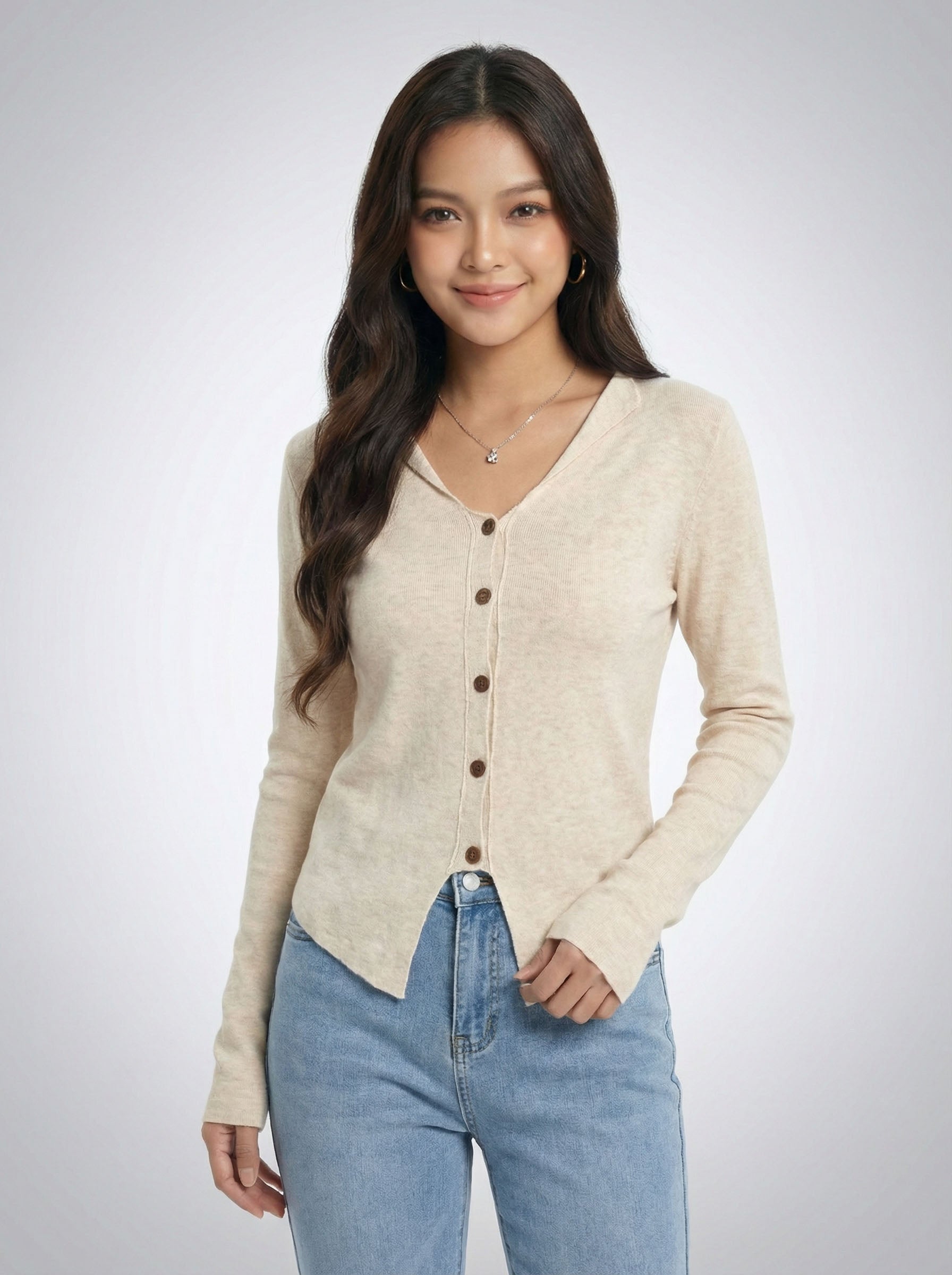 Asymmetric Designer Details Knit Top